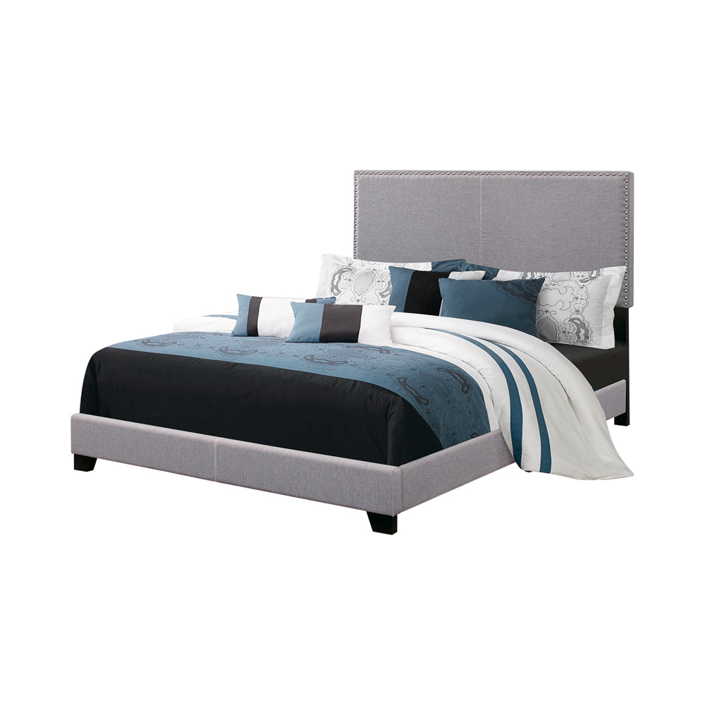 Boyd Modern Style with Smooth Edges Upholstered Bed Full Nailhead Trim Grey