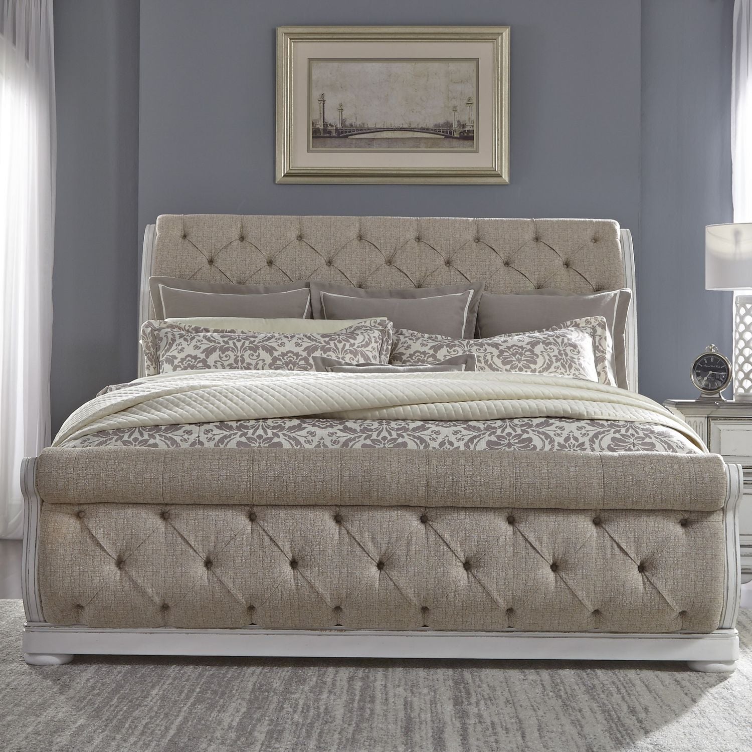 Darelys Baudouin Collection Embodiment Bed King Antique White & Weathered Brown Upholstered