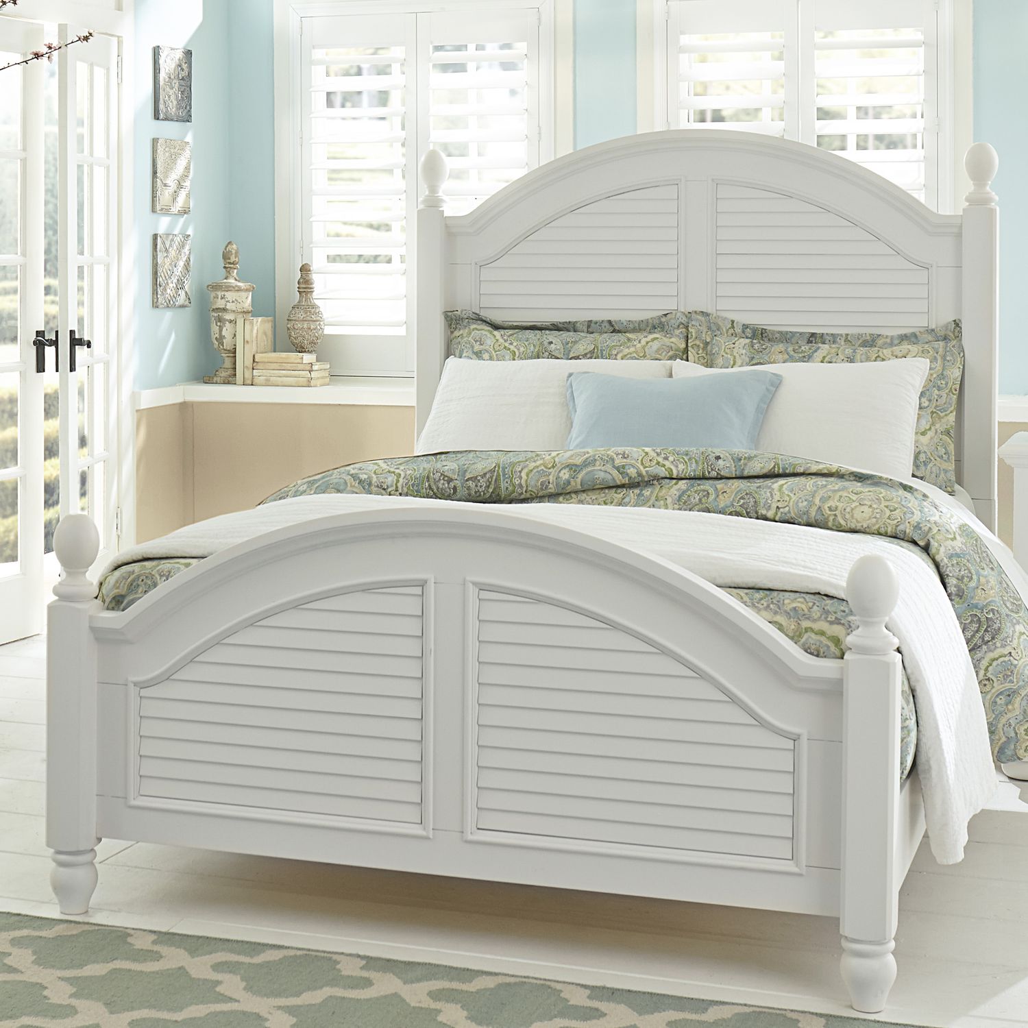 Daretha Contemporary Transitional Look Bed King Oyster White & Navy Poster