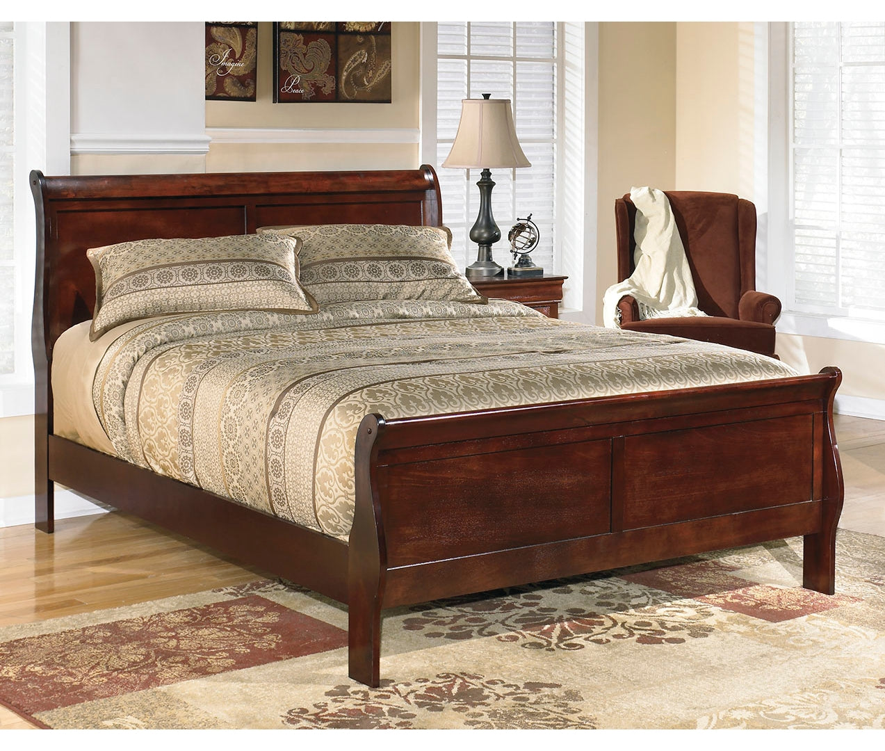 Ashley Alisdair Full Sleigh Bed,Color-Dark Brown