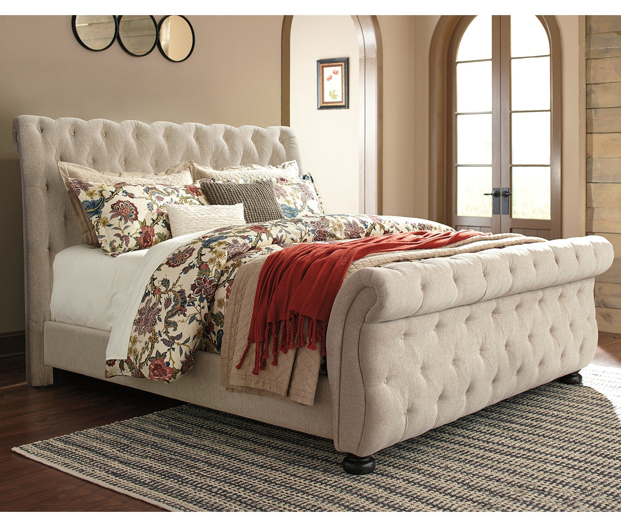 Willenburg Textural Upholstered Sleigh Bed