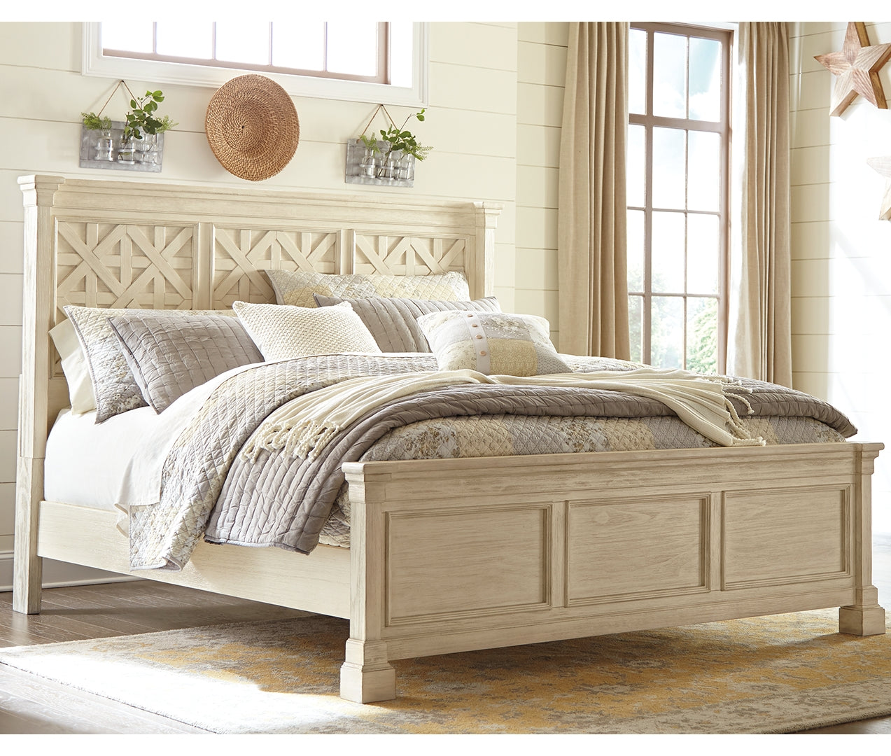 Bolanburg Textured Antique White Finish Panel Bed