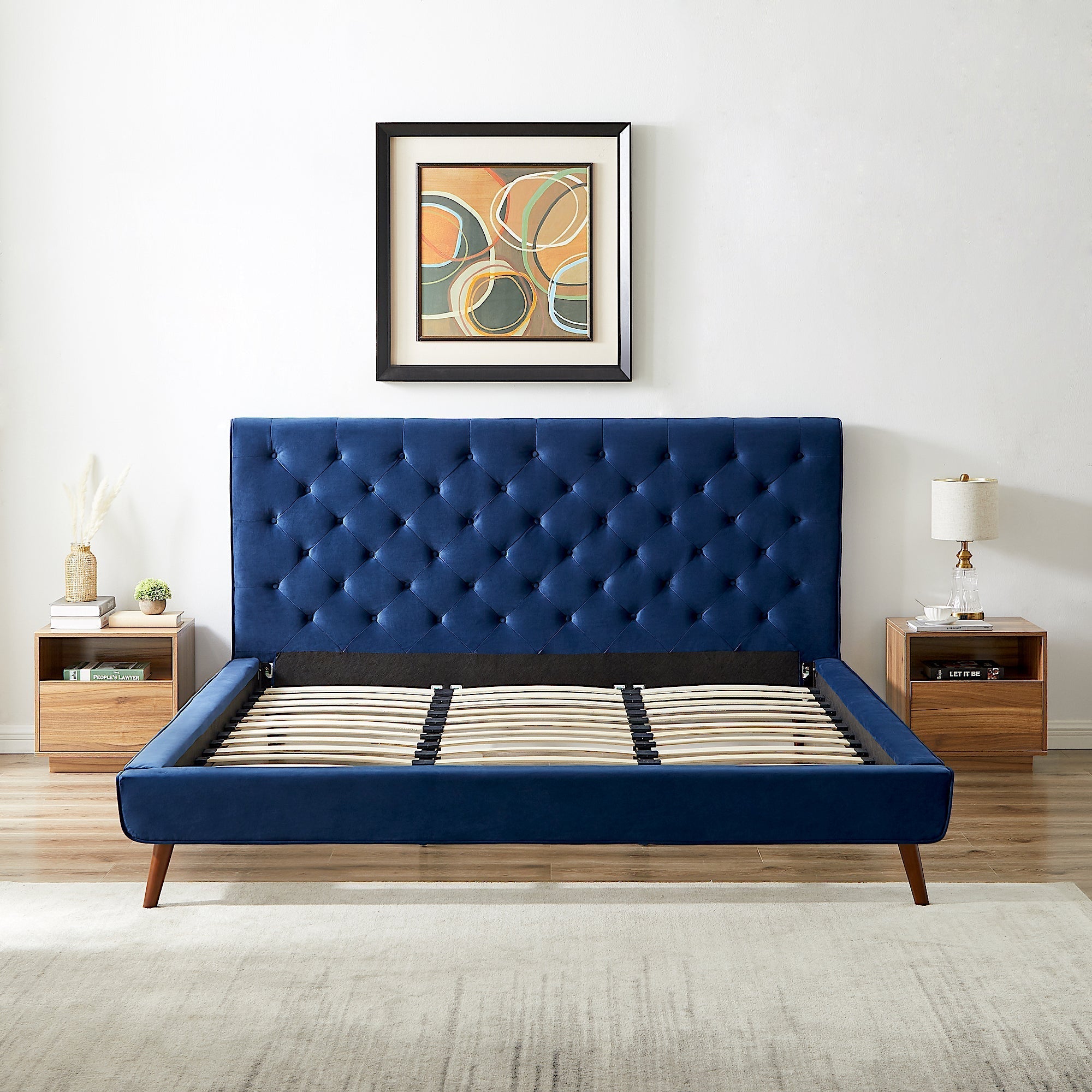 Ashley Mid Century Modern Furniture Upholstered Platform Bed