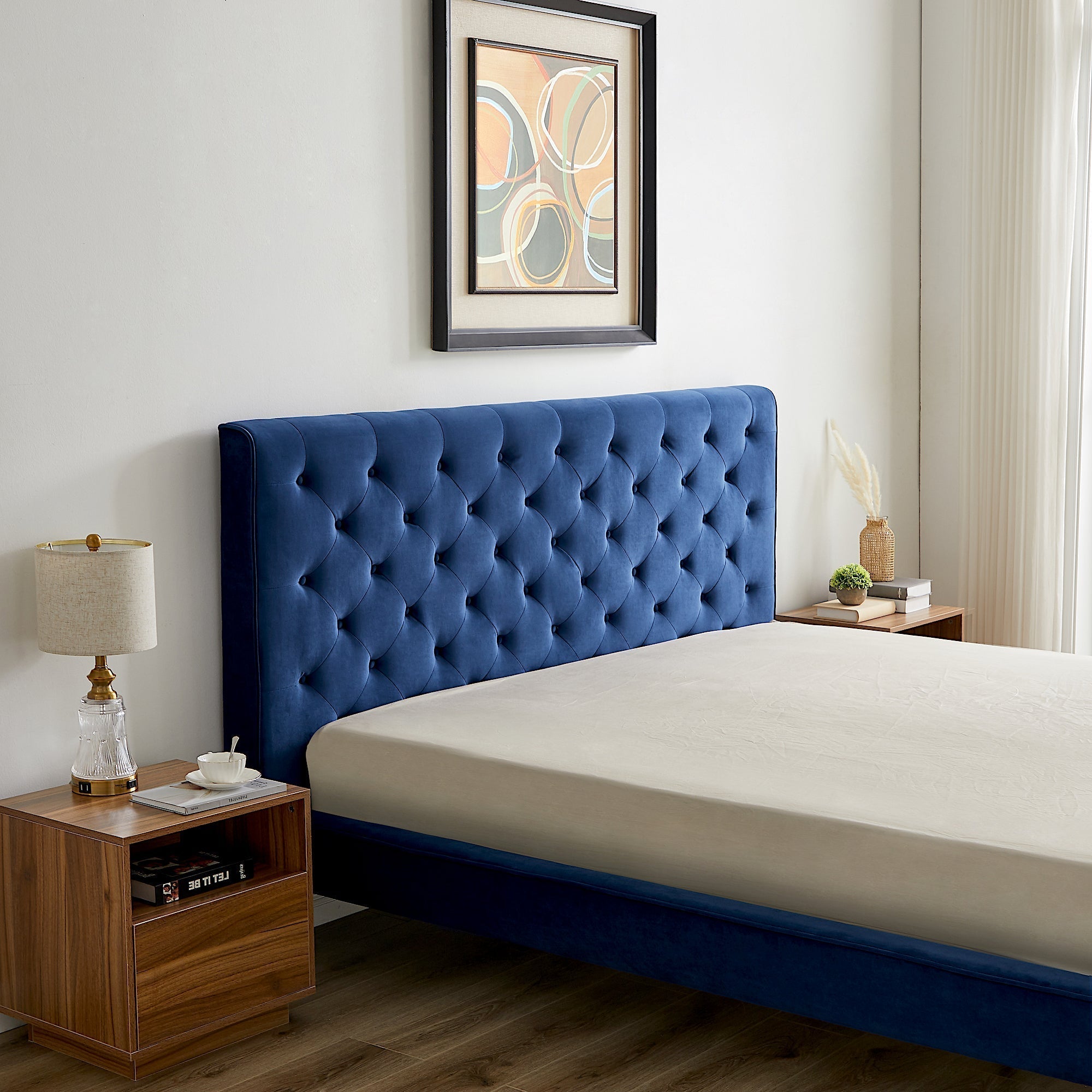 Ashley Mid Century Modern Furniture Upholstered Platform Bed