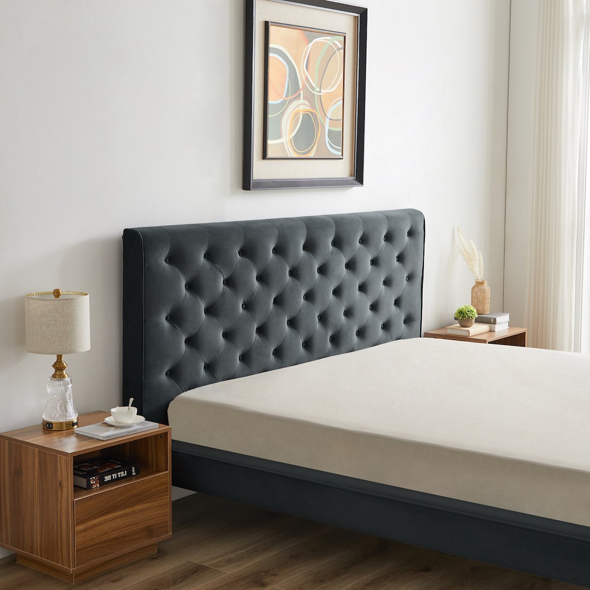 Ashley Mid Century Modern Furniture Upholstered Platform Bed