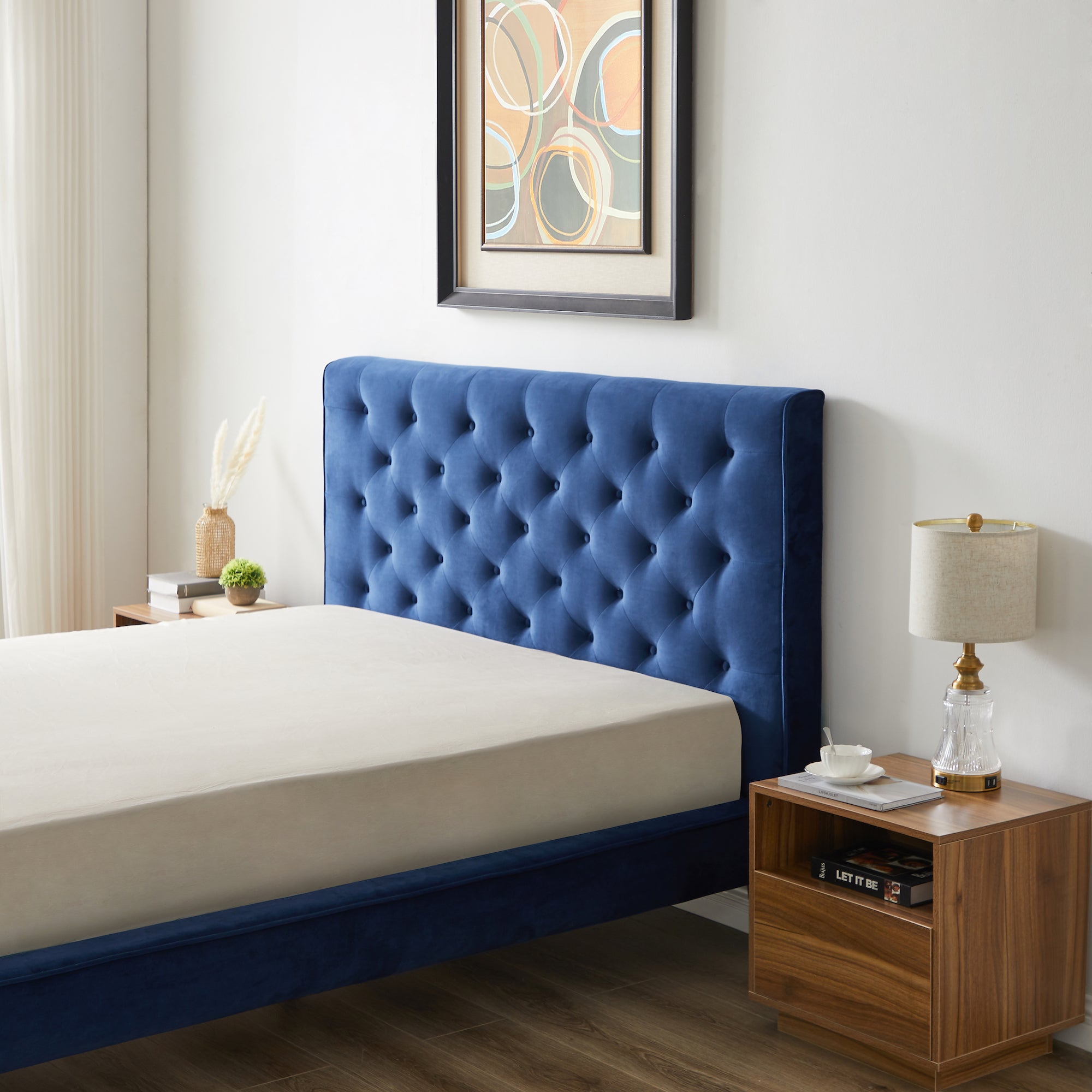 Ashley Mid Century Modern Furniture Upholstered Platform Bed