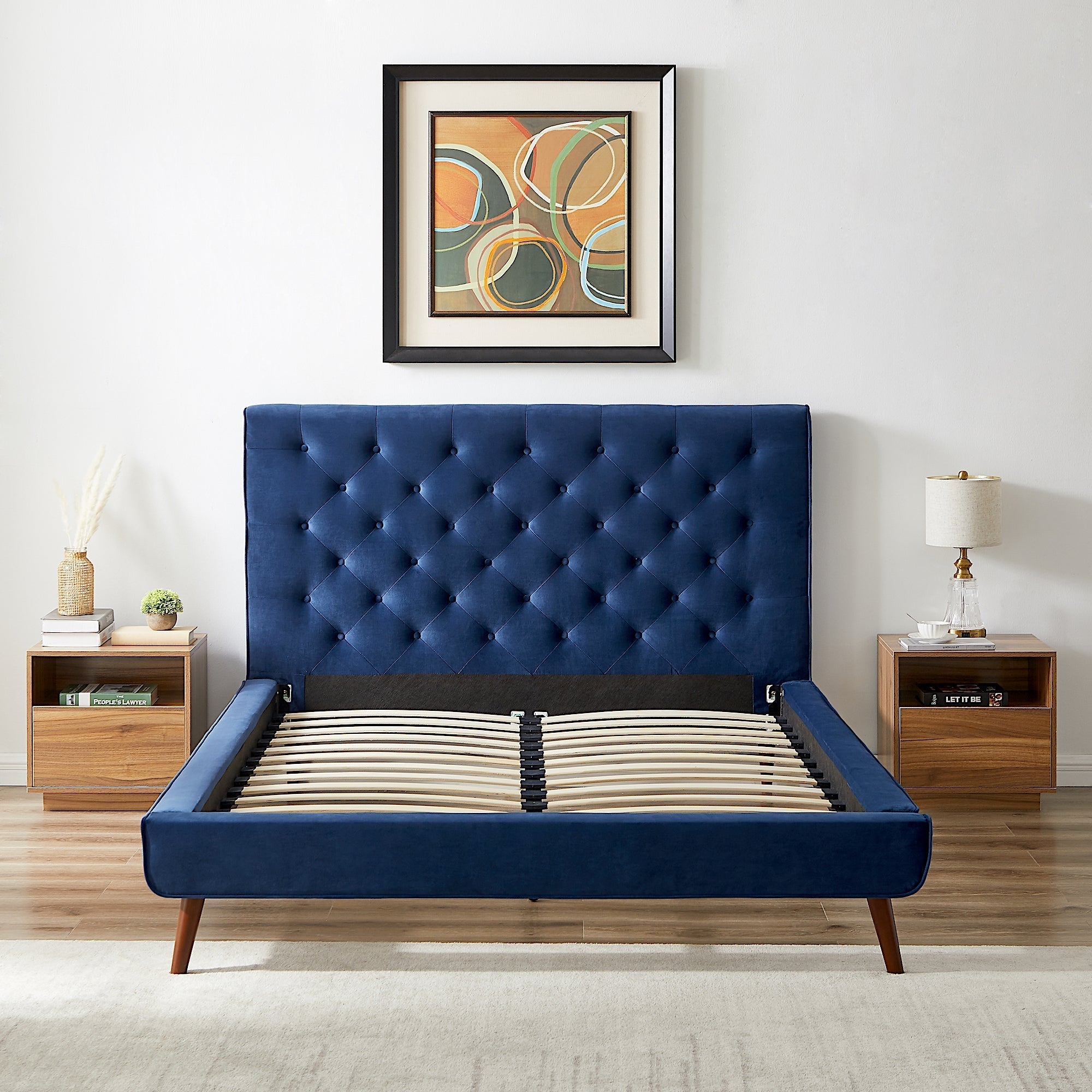 Ashley Mid Century Modern Furniture Upholstered Platform Bed