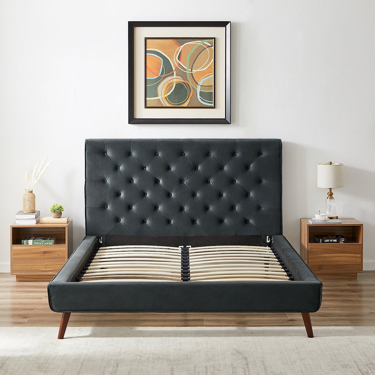 Ashley Mid Century Modern Furniture Upholstered Platform Bed