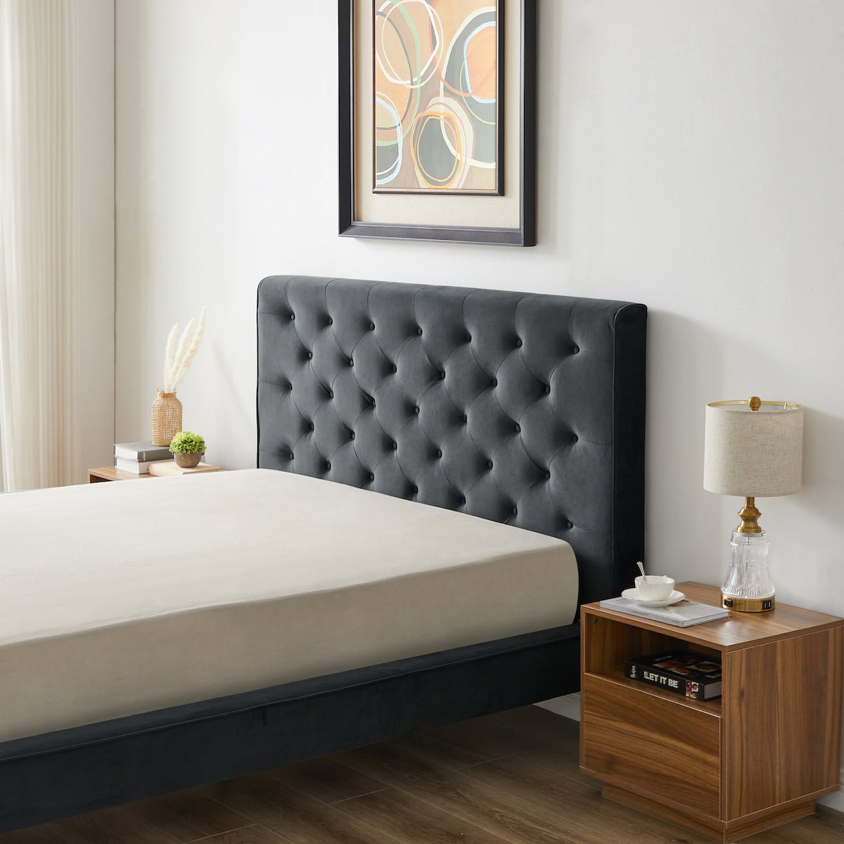 Ashley Mid Century Modern Furniture Upholstered Platform Bed