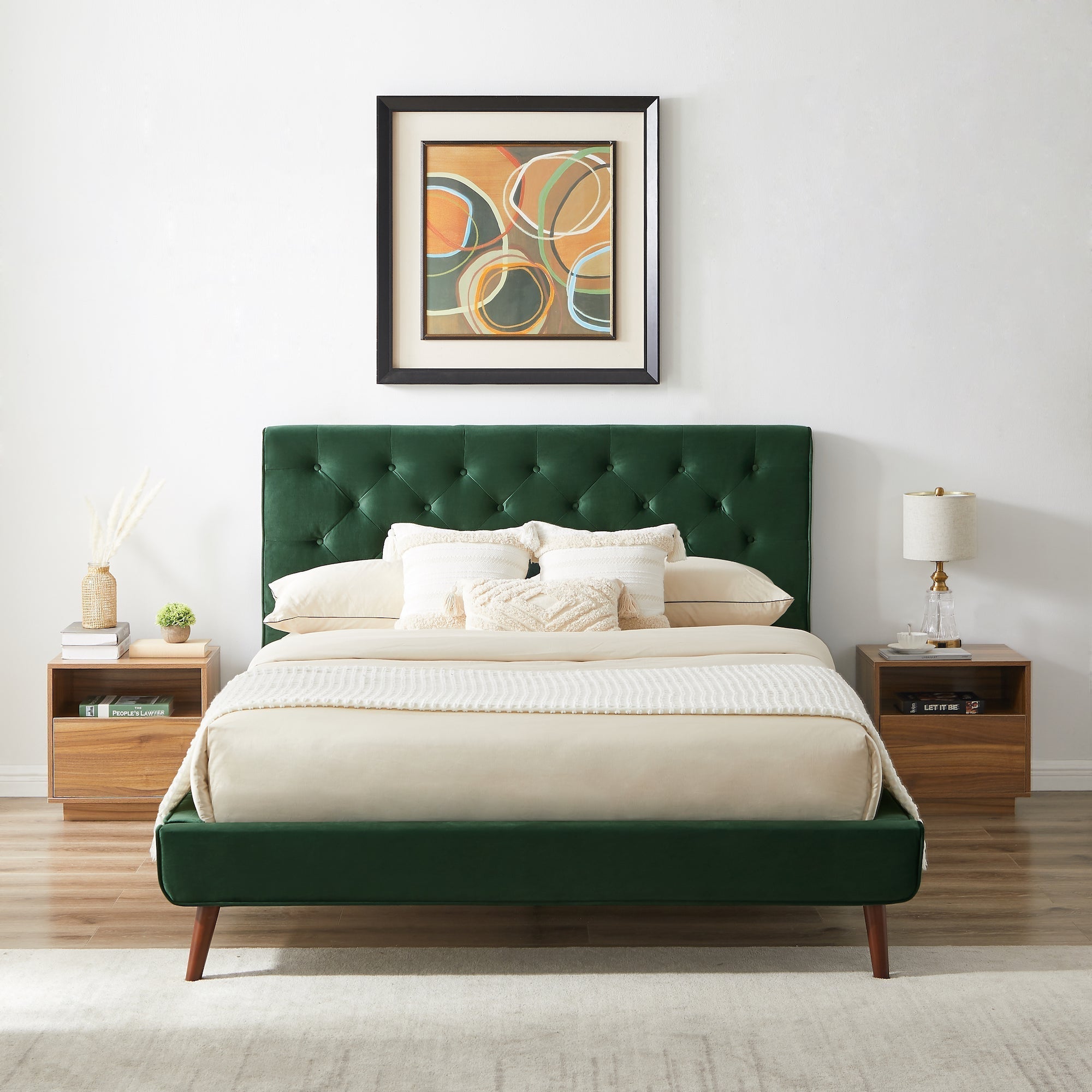 Ashley Mid Century Modern Furniture Upholstered Platform Bed