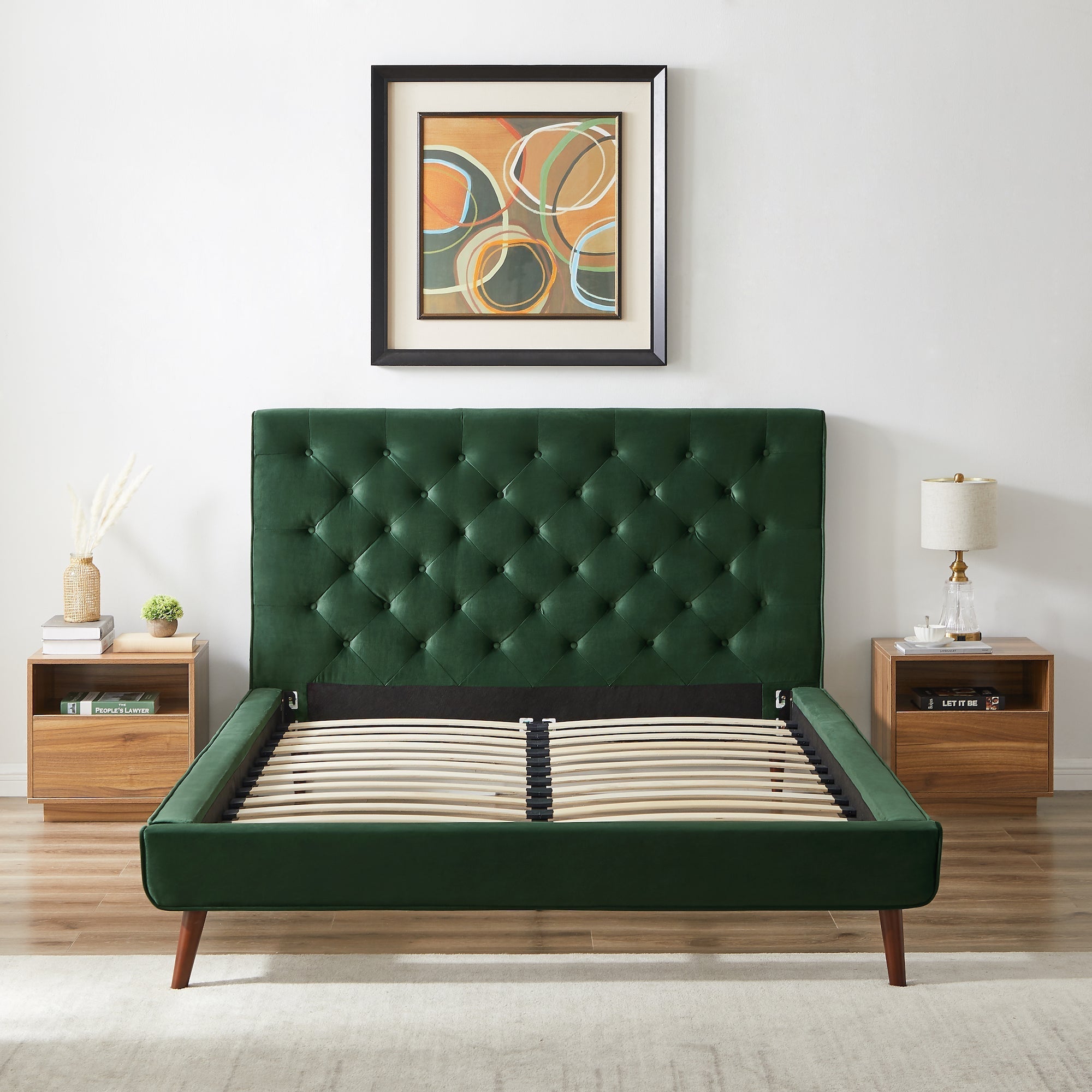 Ashley Mid Century Modern Furniture Upholstered Platform Bed