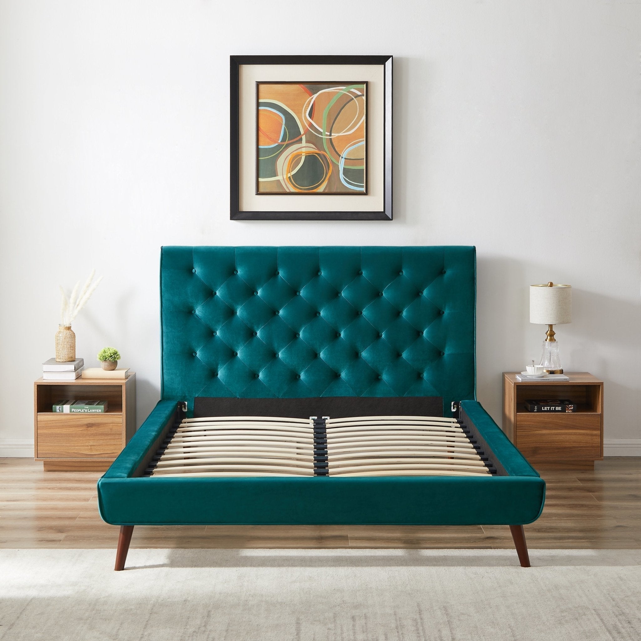 Ashley Mid Century Modern Furniture Upholstered Platform Bed