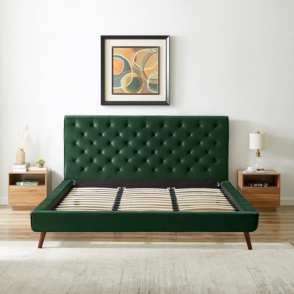 Ashley Mid Century Modern Furniture Upholstered Platform Bed