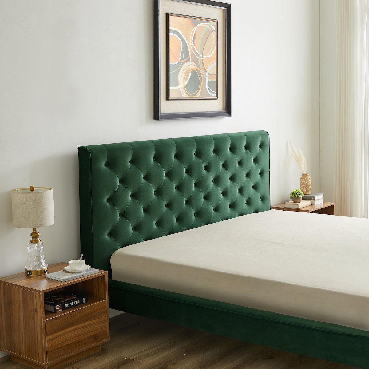 Ashley Mid Century Modern Furniture Upholstered Platform Bed