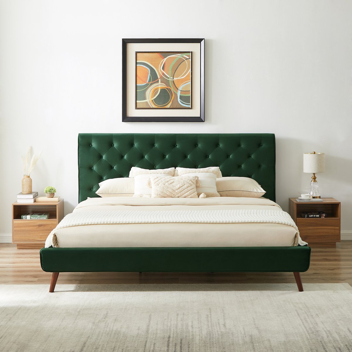 Ashley Mid Century Modern Furniture Upholstered Platform Bed