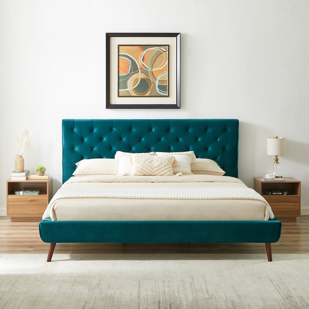 Ashley Mid Century Modern Furniture Upholstered Platform Bed