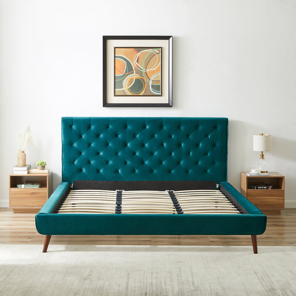 Ashley Mid Century Modern Furniture Upholstered Platform Bed