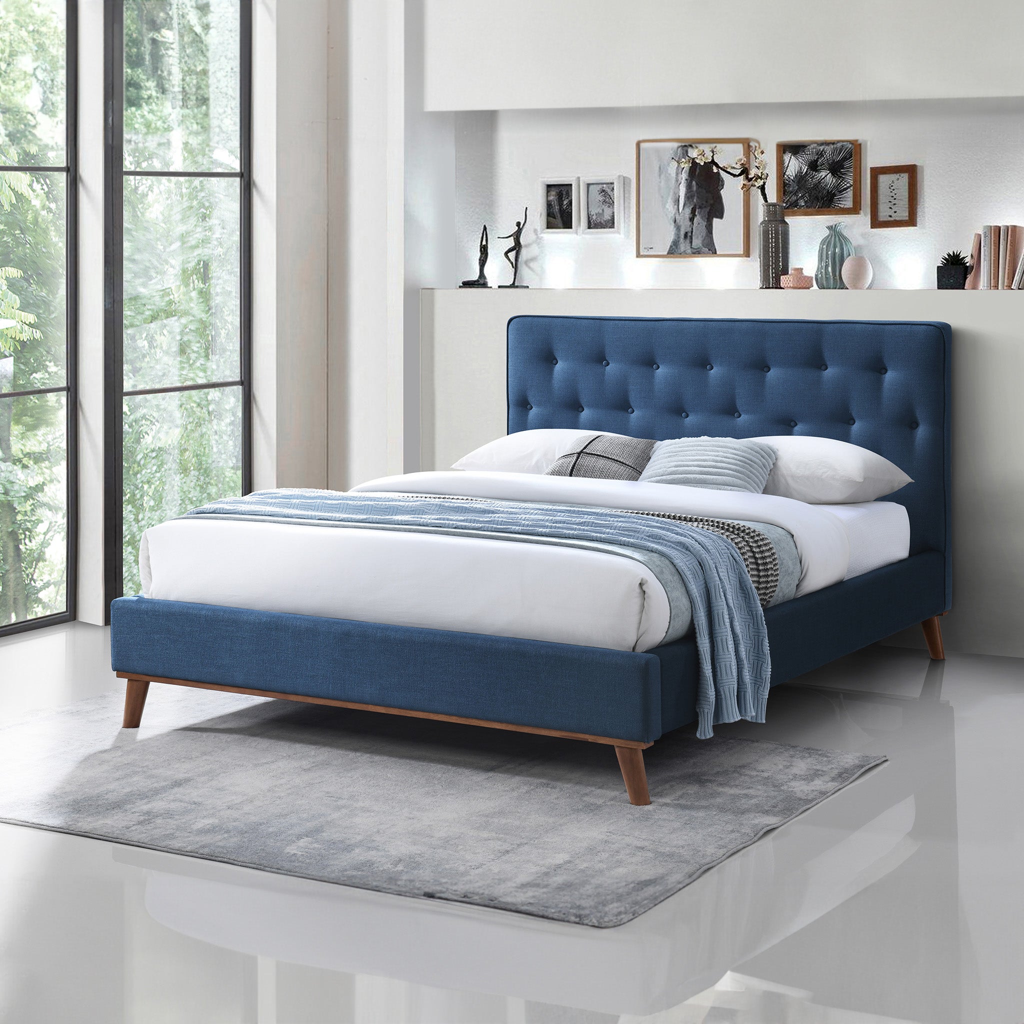 Ashton Solid American Wood Upholstered Panel Bed