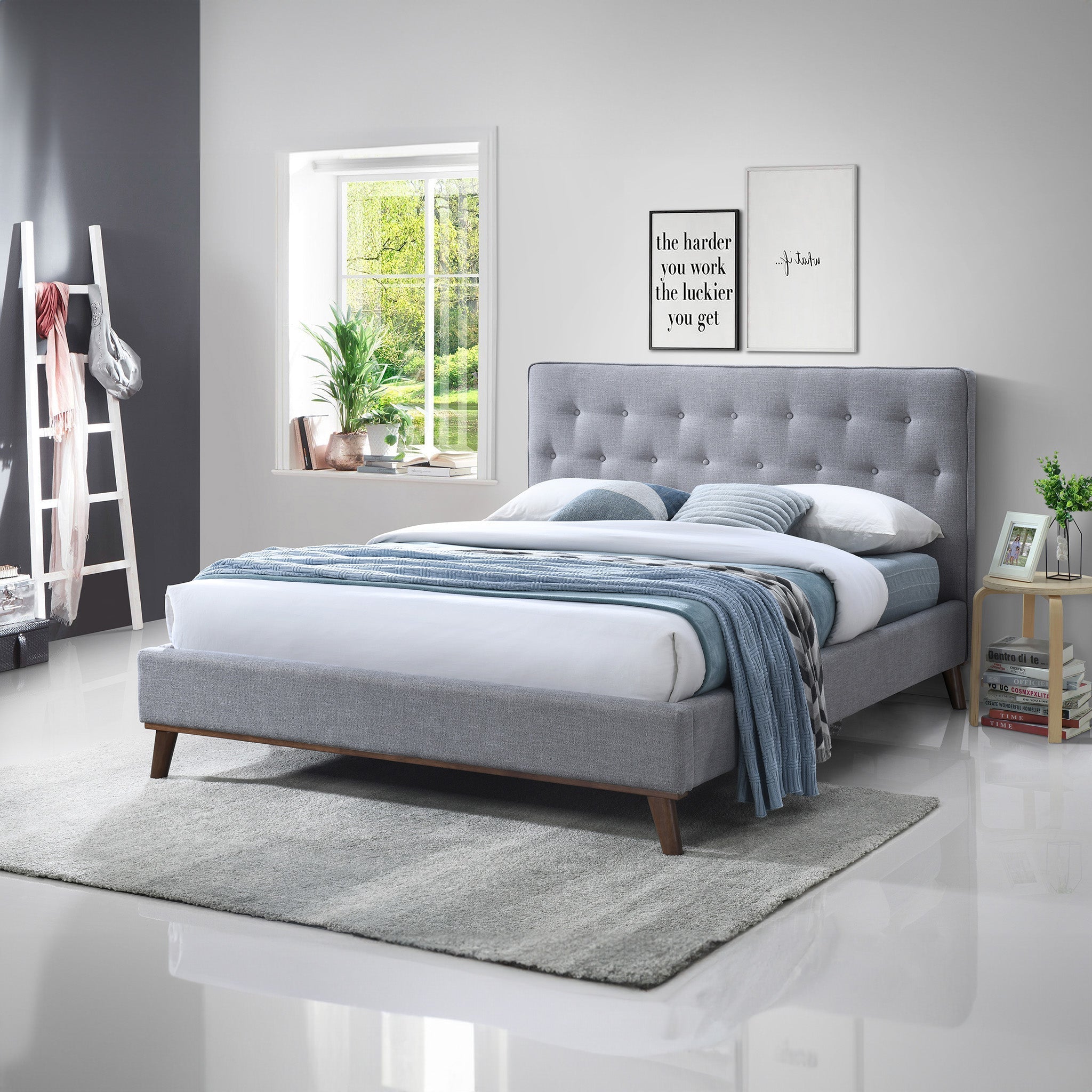 Ashton Solid American Wood Upholstered Panel Bed