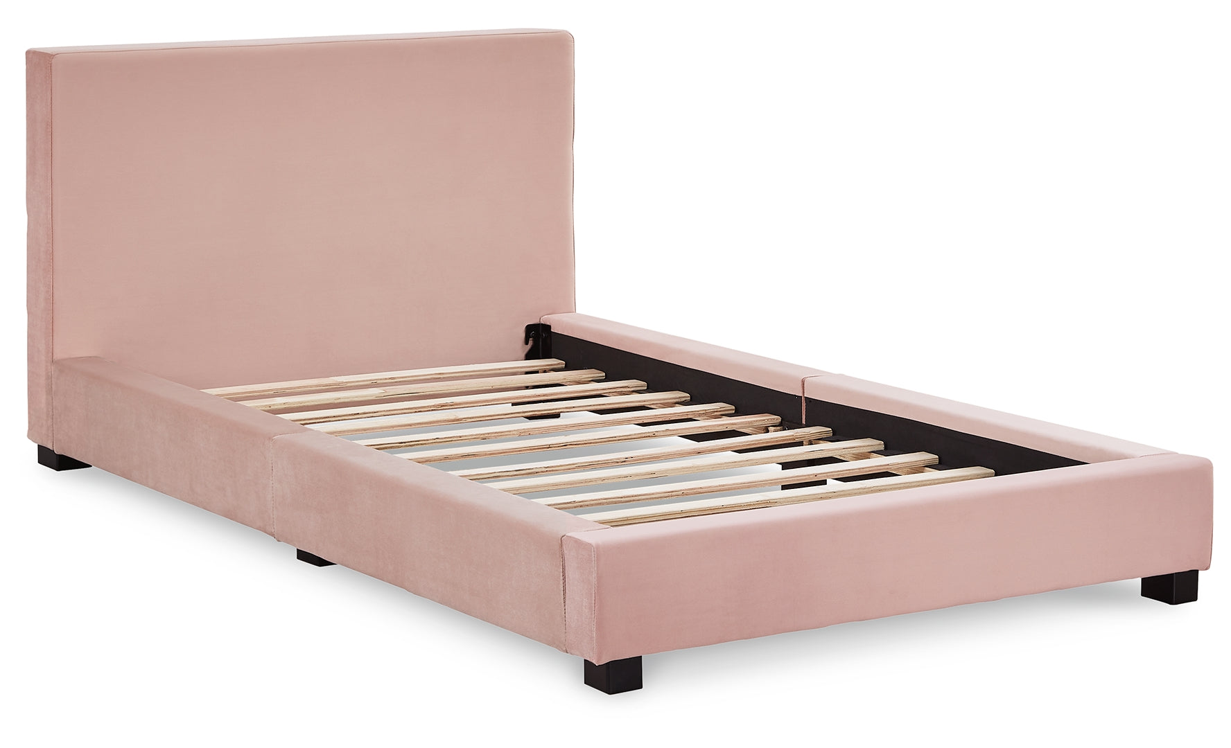 Chesani Plush Look Contemporary Upholstered Bed Twin Blush