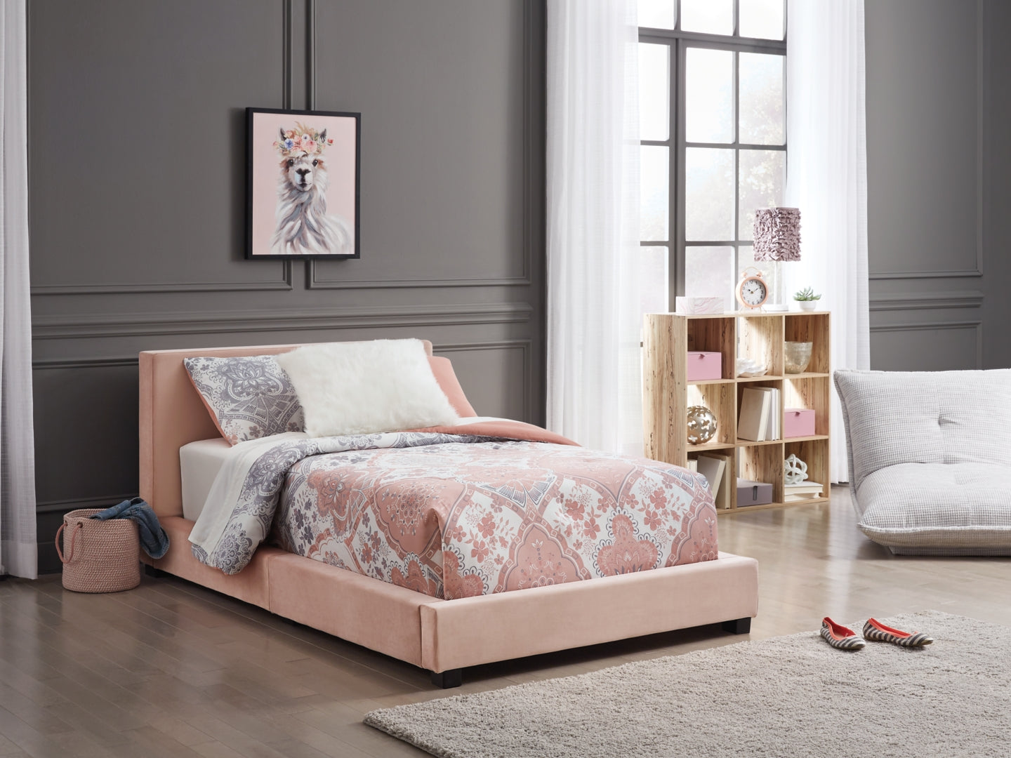 Chesani Plush Look Contemporary Upholstered Bed