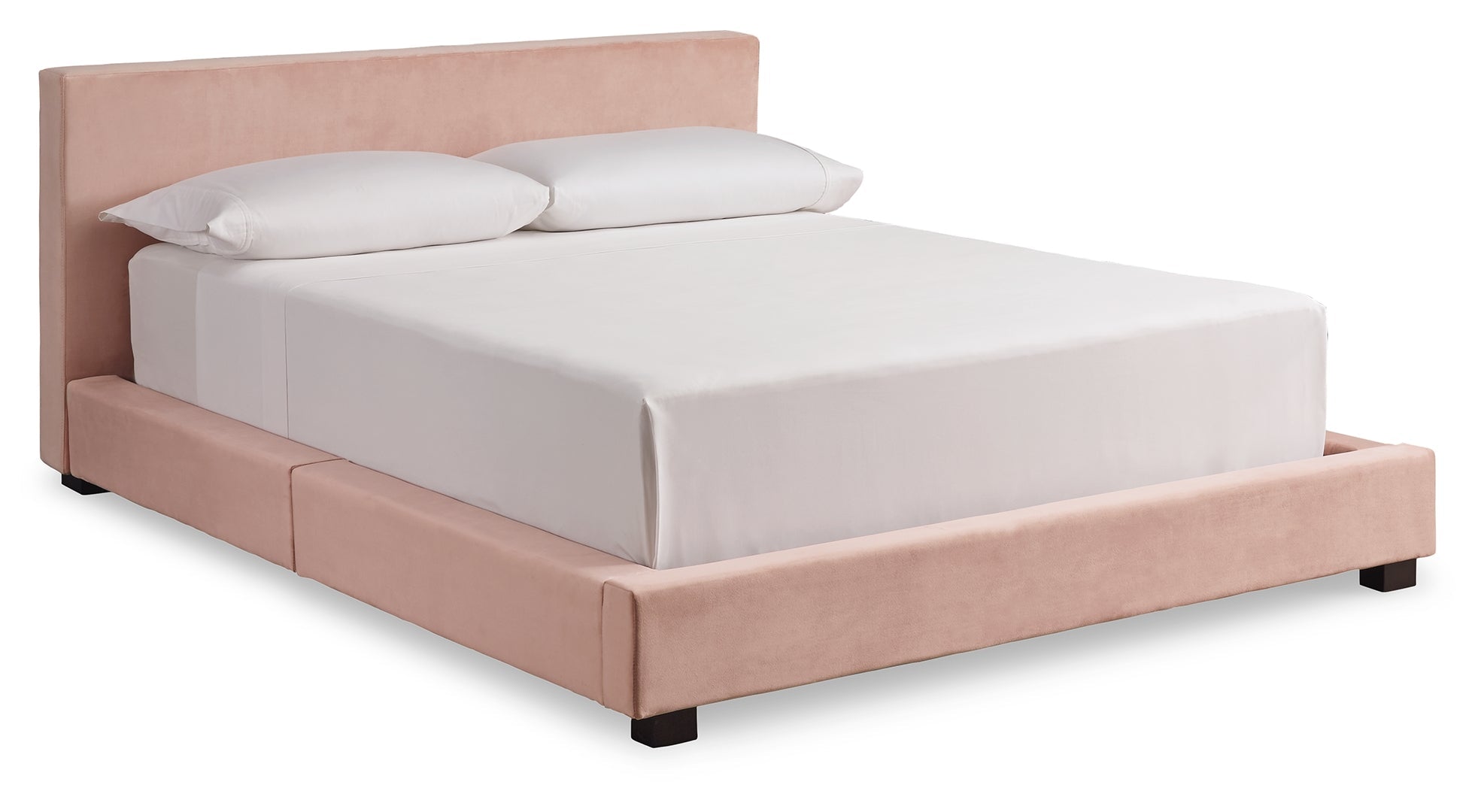 Chesani Plush Look Contemporary Upholstered Bed Full Blush