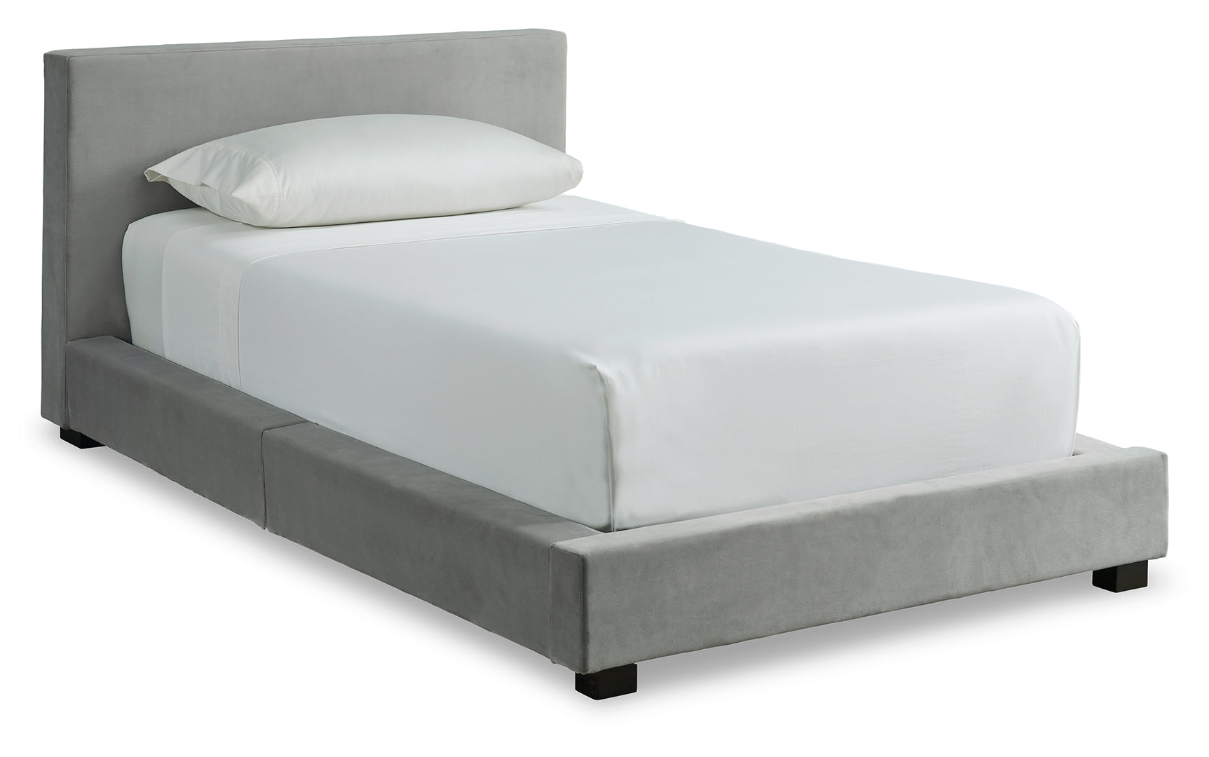 Chesani Plush Look Contemporary Upholstered Bed Twin Gray