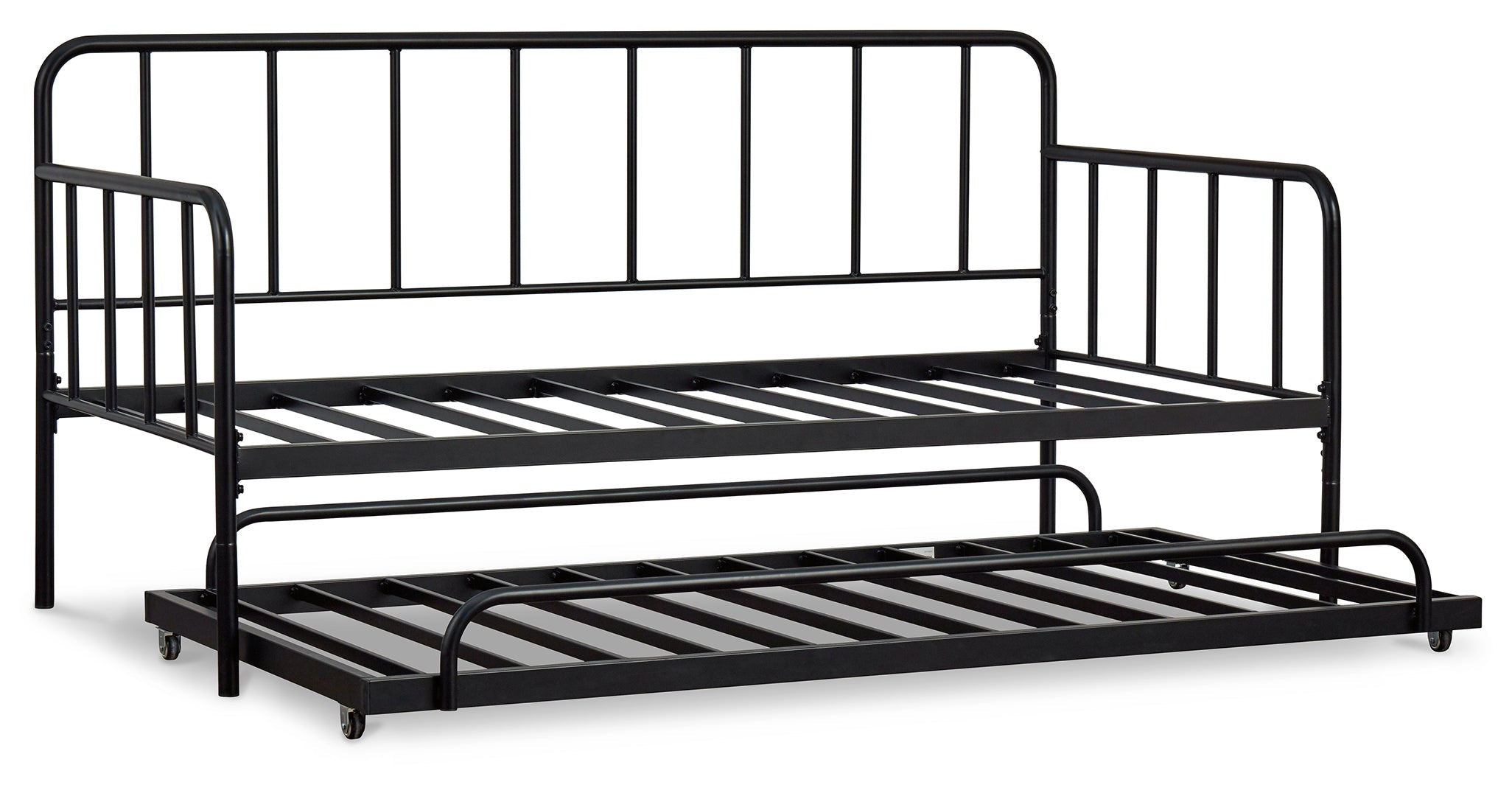 Trentlore Stylish Metal Bed Twin Black With Trundle