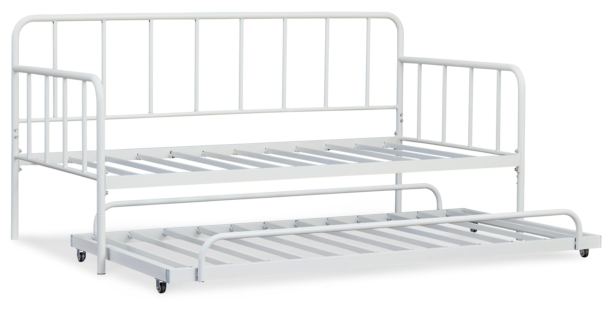 Trentlore Stylish Metal Bed Twin White With Trundle