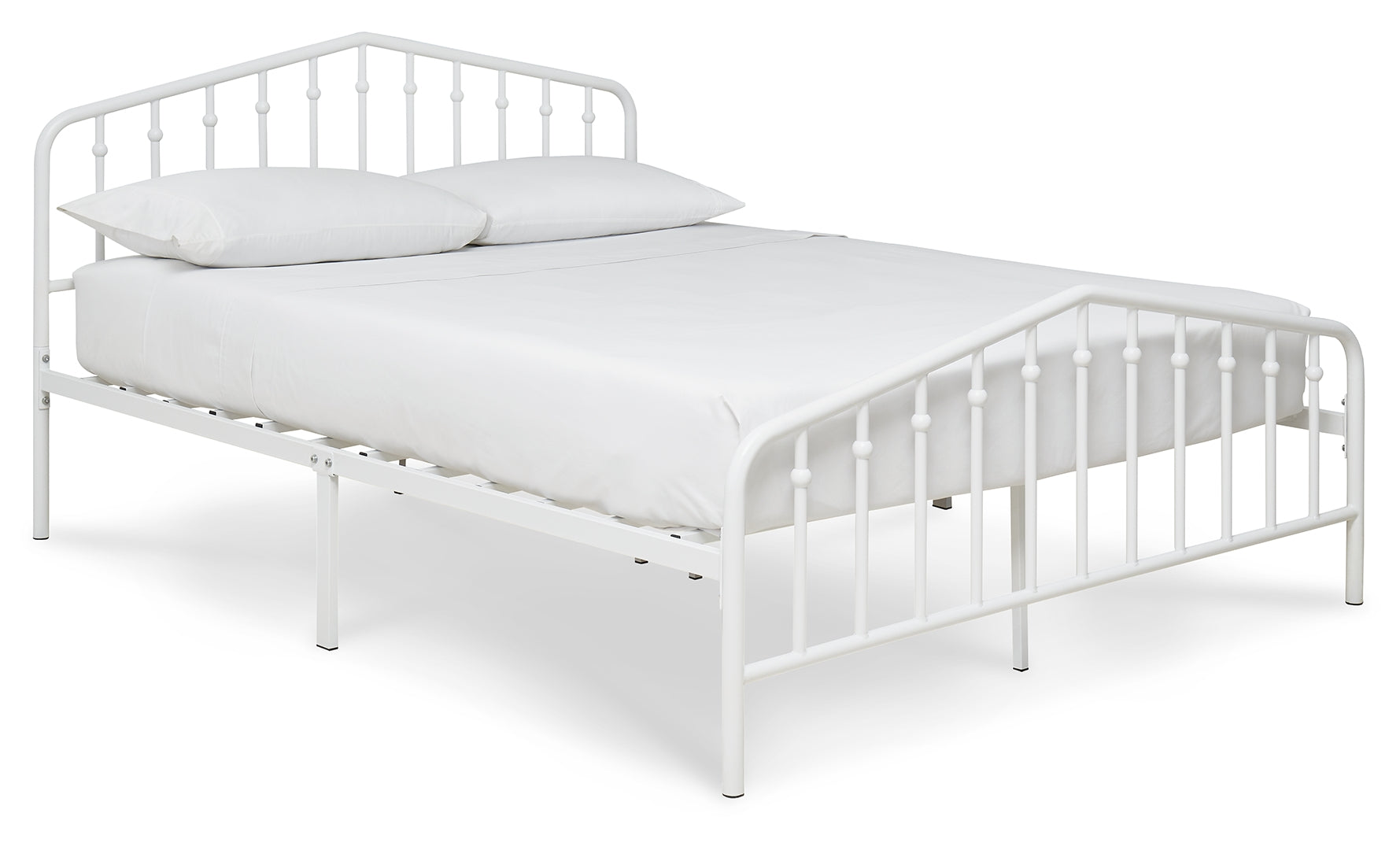 Trentlore Stylish Metal Bed Queen White Without Trundle