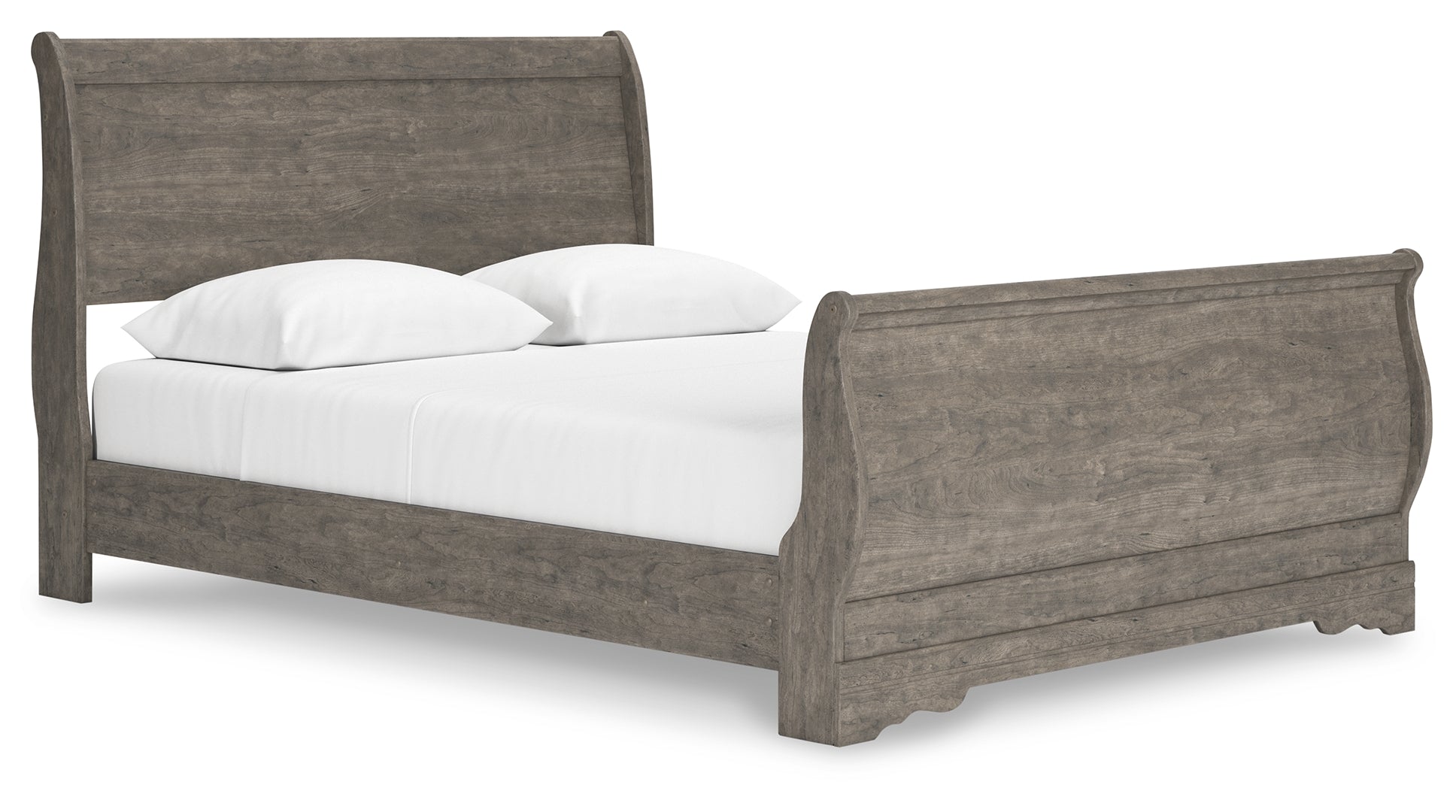 Bayzor Traditional Aesthetic Sleigh Bed, Gray Queen