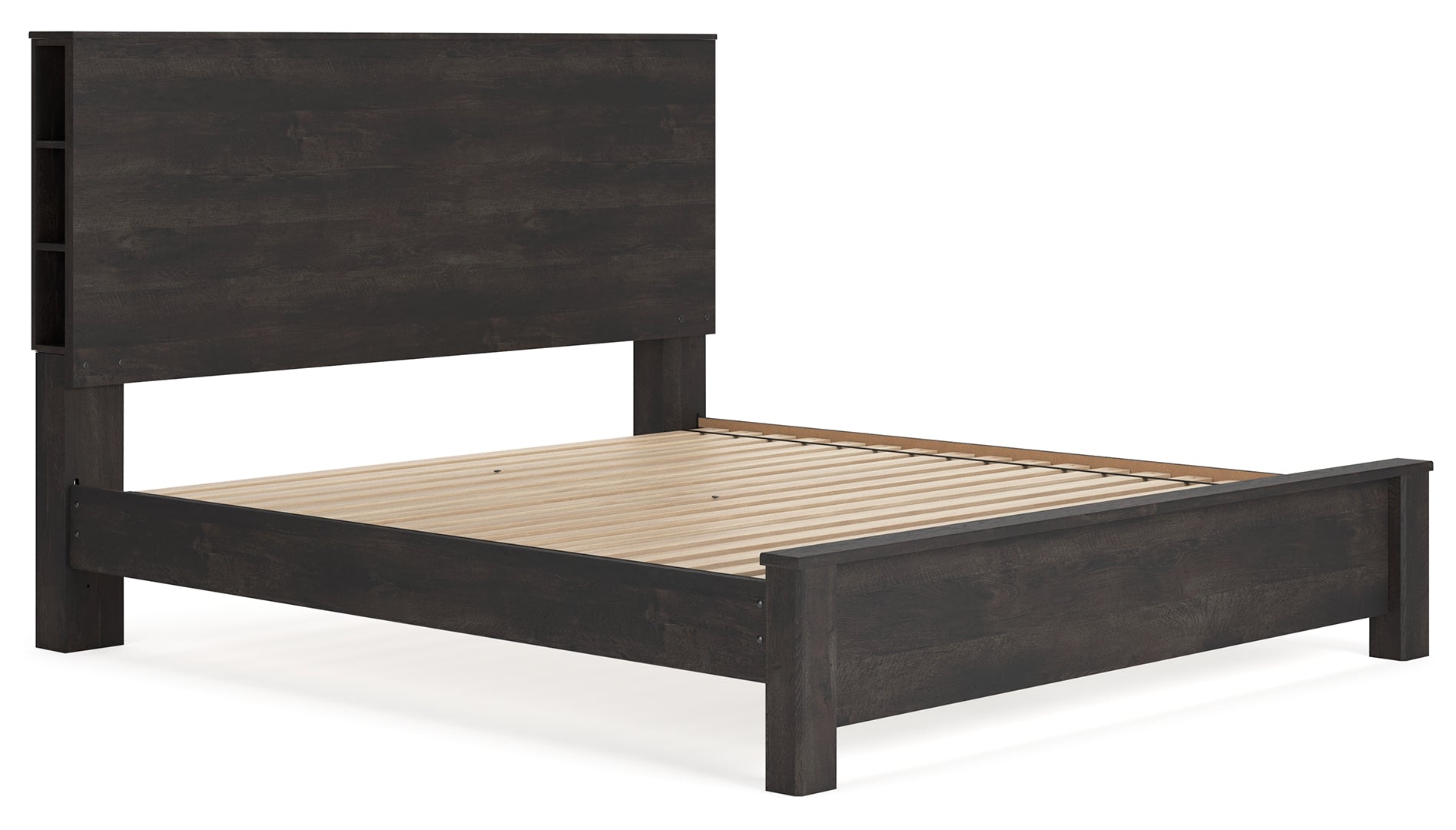 Toretto Panel Bookcase Bed With Rustic Charcoal Finish