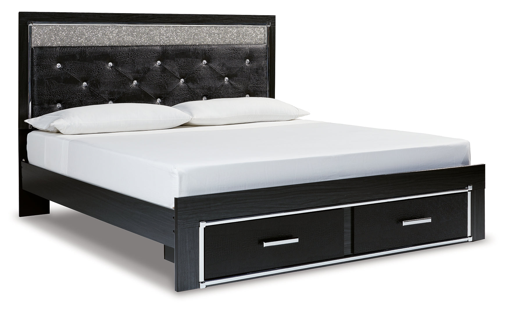 Kaydell Luxurious Look Hollywood-Chic Style Bed King Upholstered Panel With Storage Bed