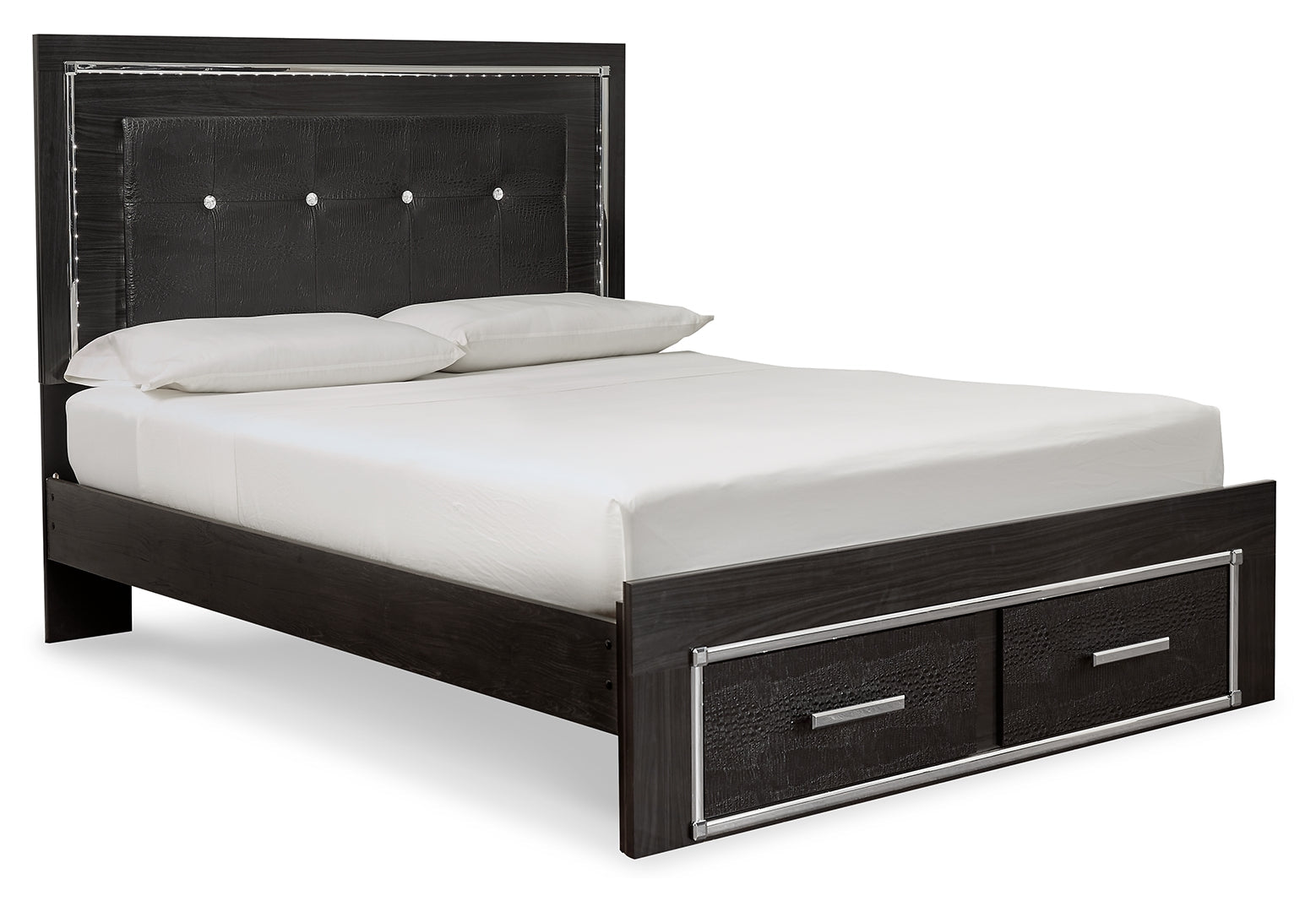 Kaydell Luxurious Look Hollywood-Chic Style Bed Queen Upholstered Panel With Storage Bed