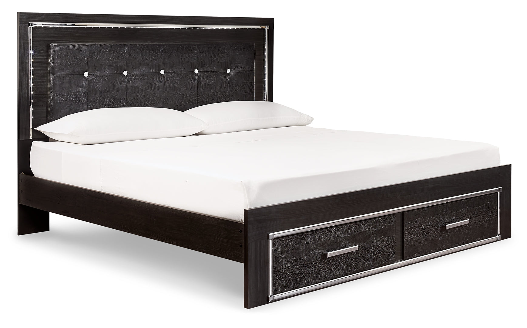 Kaydell Luxurious Look Hollywood-Chic Style Bed King Without Upholstered With Storage Panel Bed