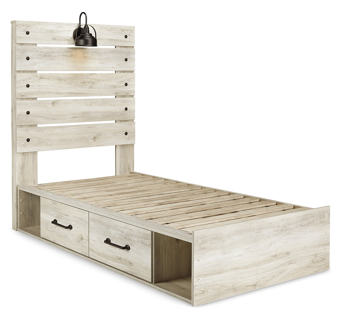 Cambeck King, Queen Panel Bed With Drawers, Color Whitewash