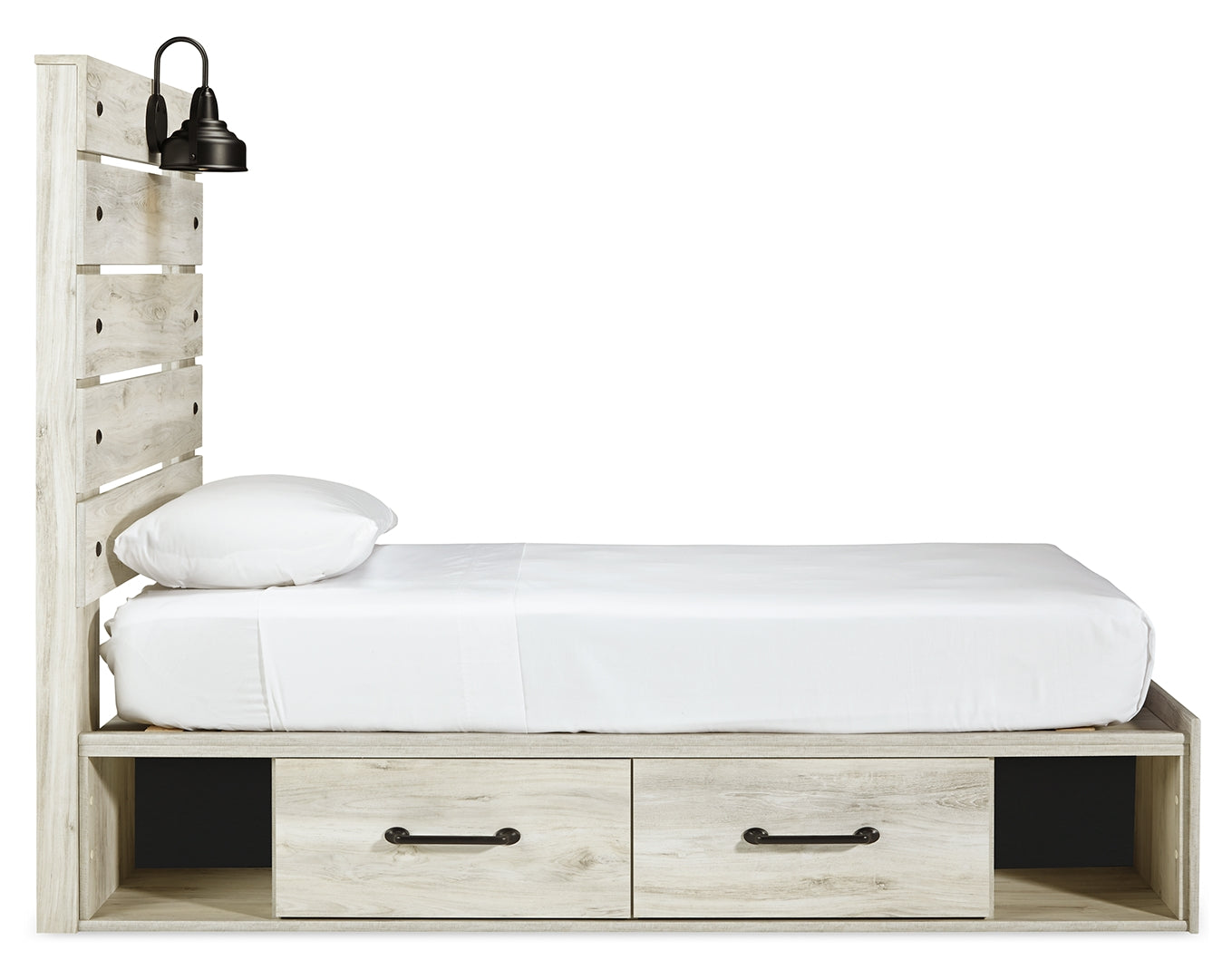 Cambeck King, Queen Panel Bed With Drawers, Color Whitewash