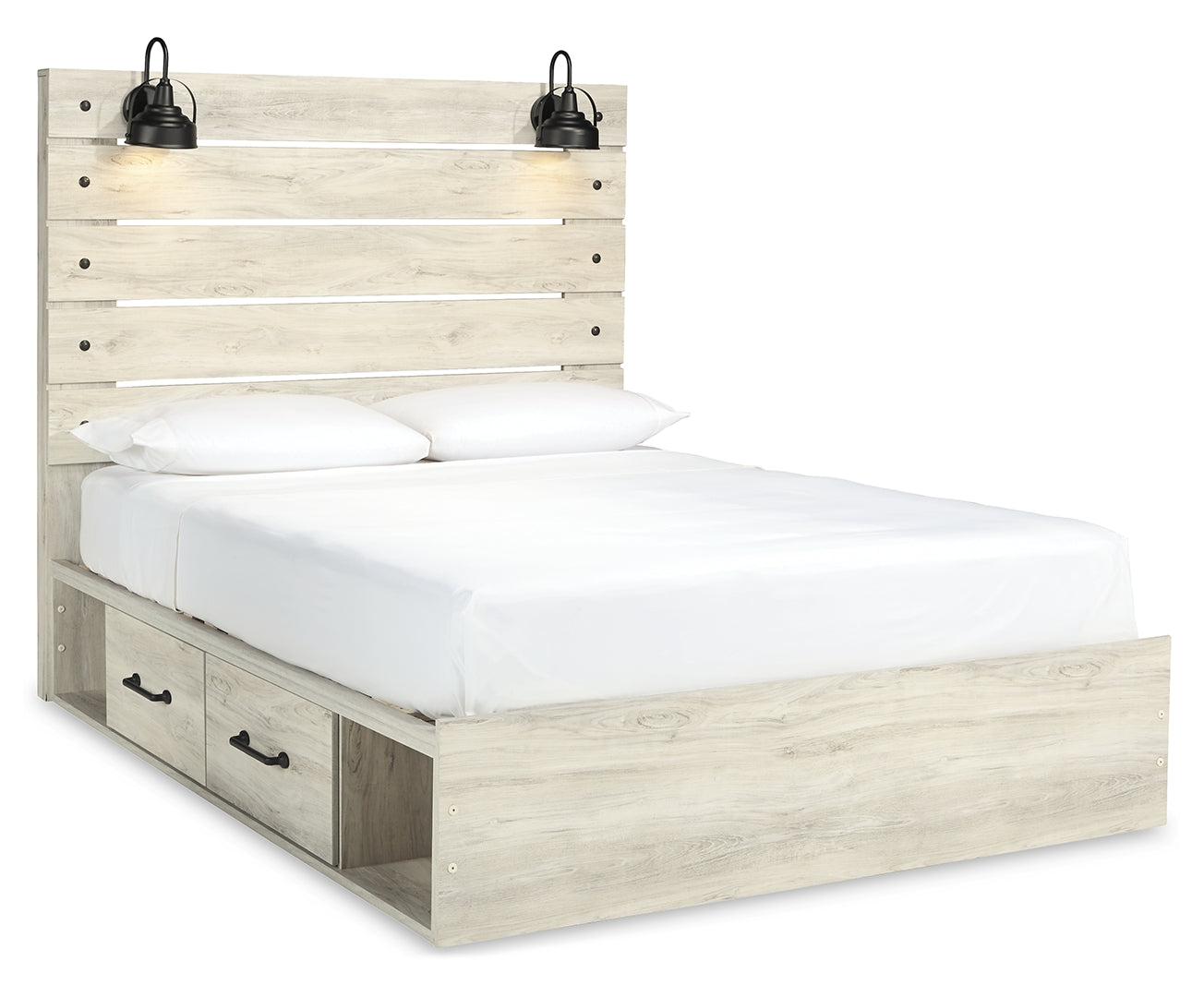 Cambeck King, Queen Panel Bed With Drawers, Color Whitewash