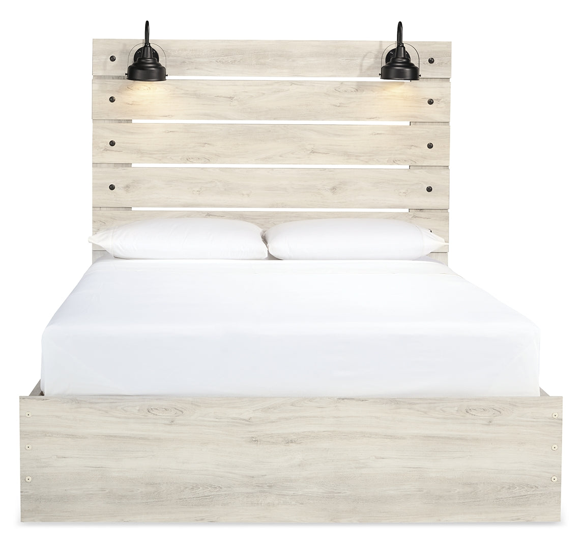 Cambeck King, Queen Panel Bed With Drawers, Color Whitewash