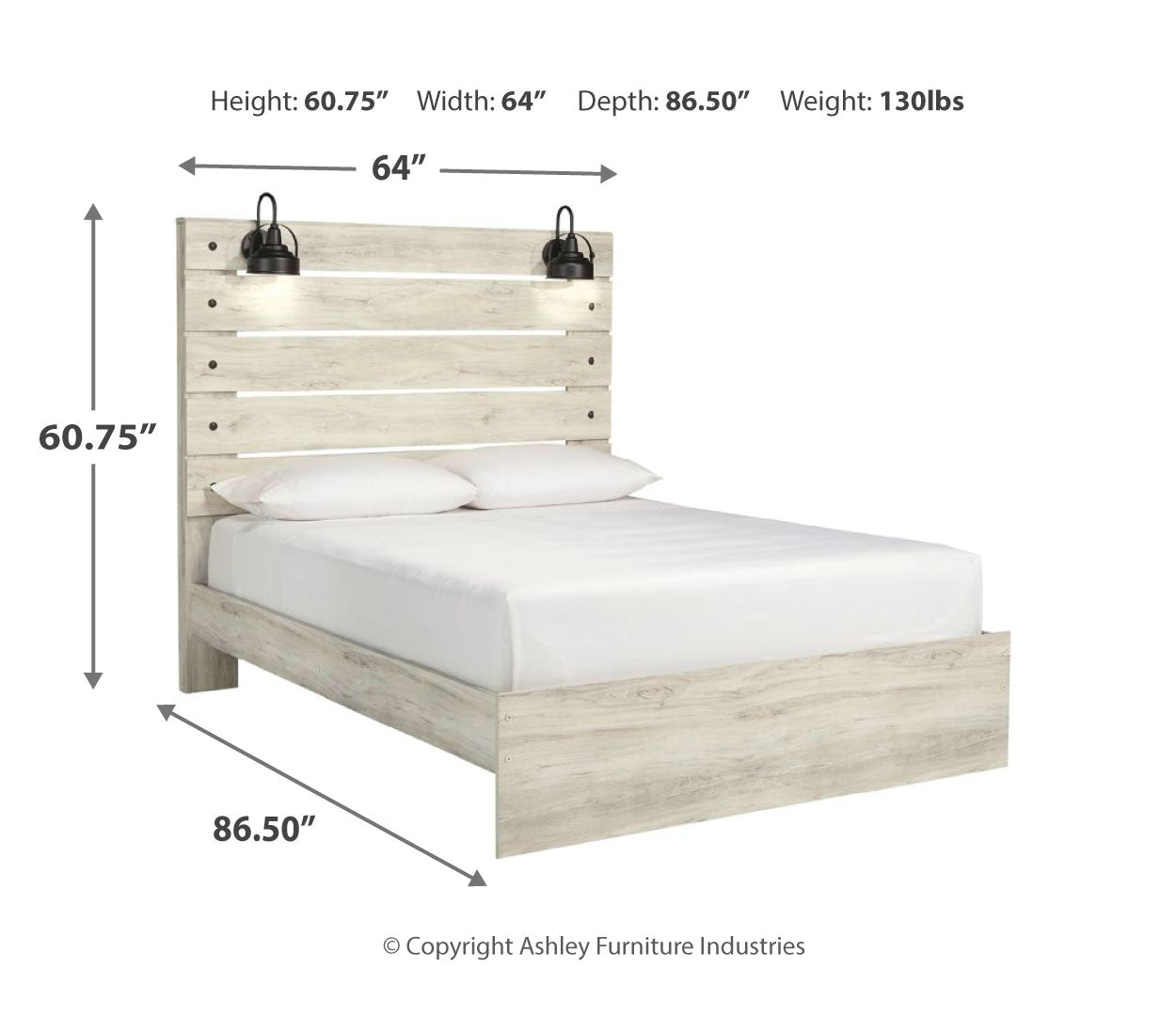 Cambeck King, Queen Panel Bed With Drawers, Color Whitewash