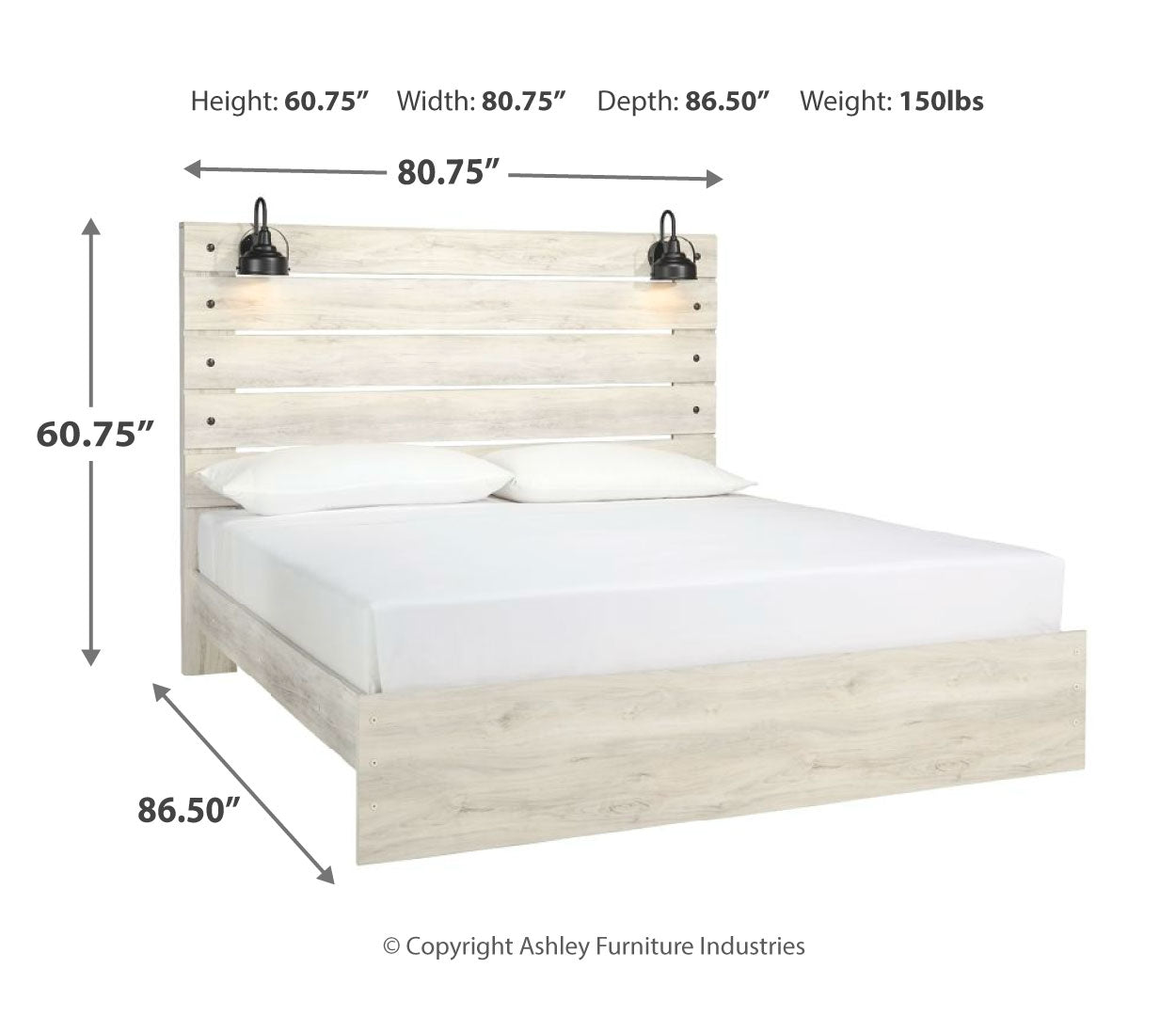 Cambeck King, Queen Panel Bed With Drawers, Color Whitewash