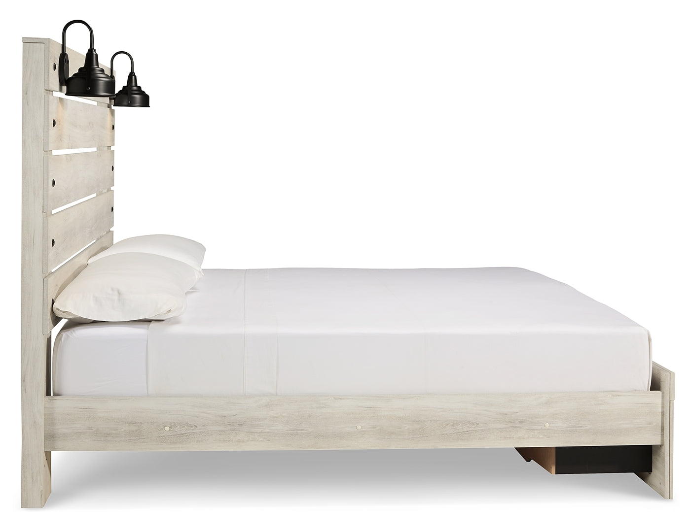 Cambeck King, Queen Panel Bed With Drawers, Color Whitewash