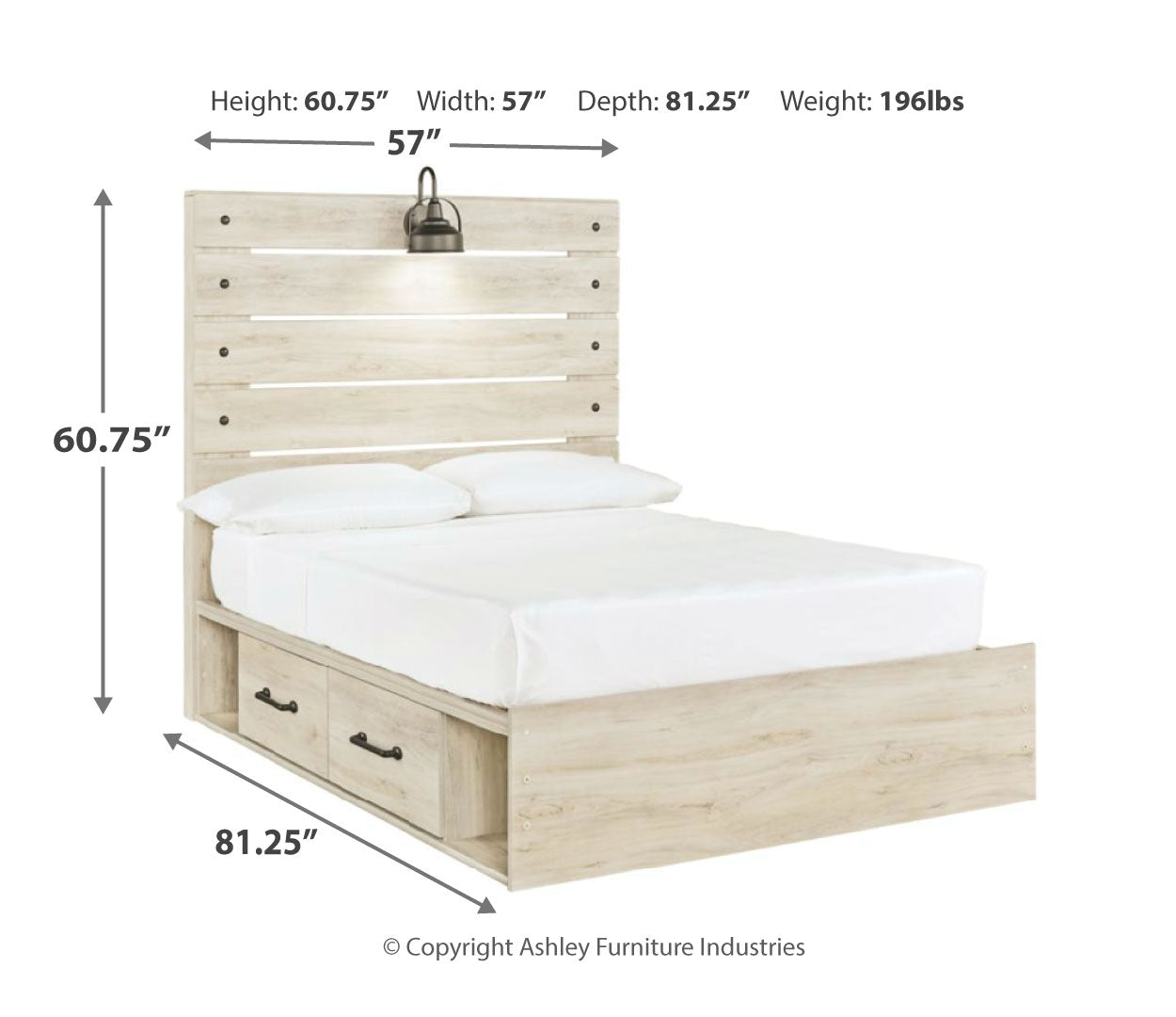 Cambeck King, Queen Panel Bed With Drawers, Color Whitewash