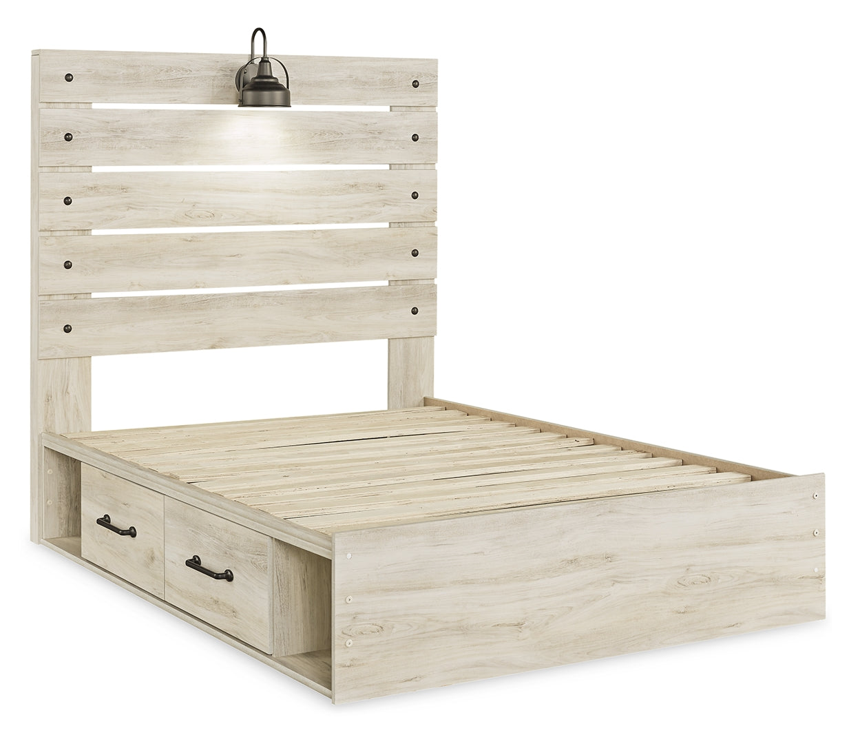 Cambeck King, Queen Panel Bed With Drawers, Color Whitewash