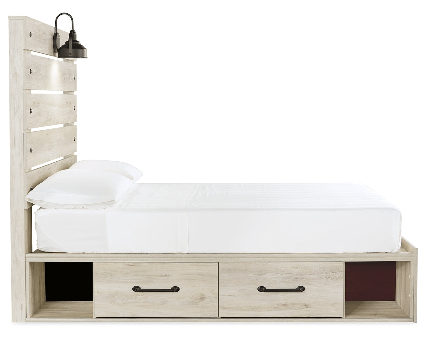 Cambeck King, Queen Panel Bed With Drawers, Color Whitewash