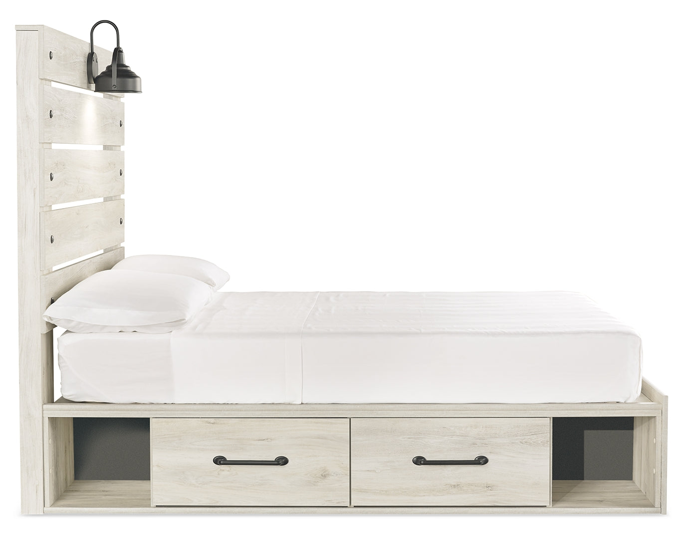 Cambeck King, Queen Panel Bed With Drawers, Color Whitewash