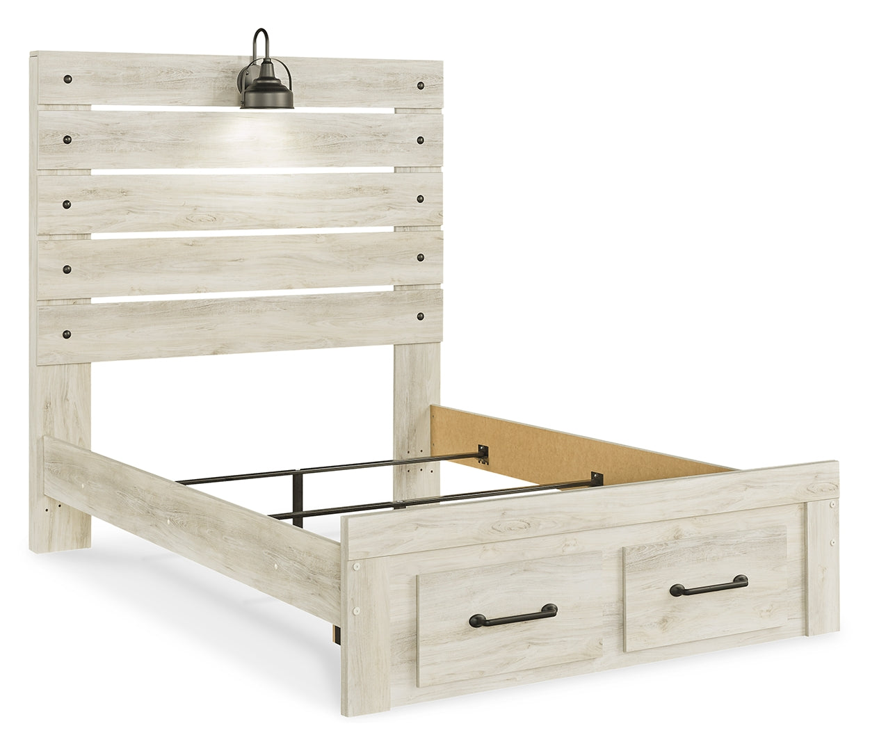 Cambeck King, Queen Panel Bed With Drawers, Color Whitewash