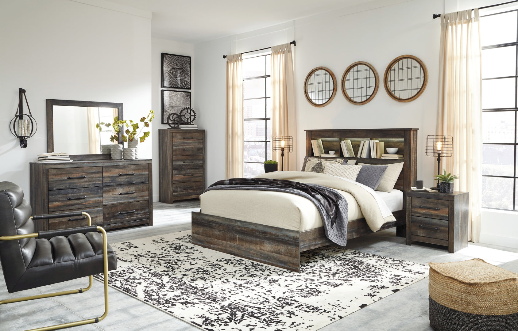 Drystan Rustic & Industrial Styles Panel Bed