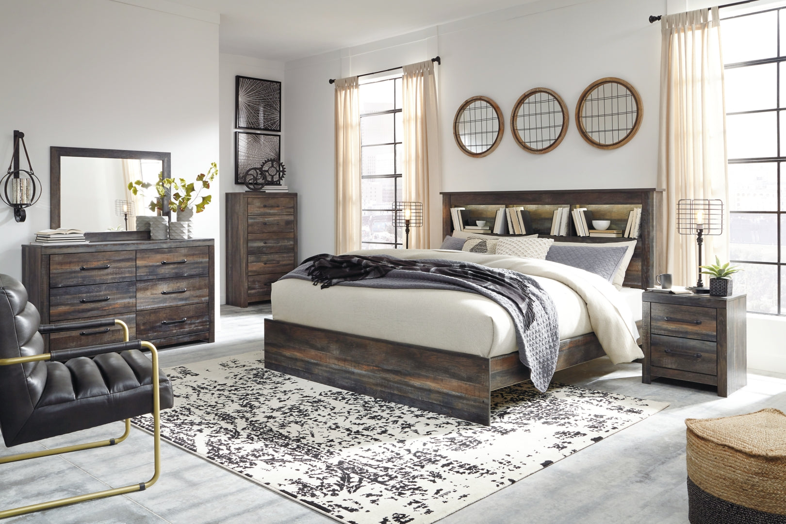 Drystan Rustic & Industrial Styles Panel Bed