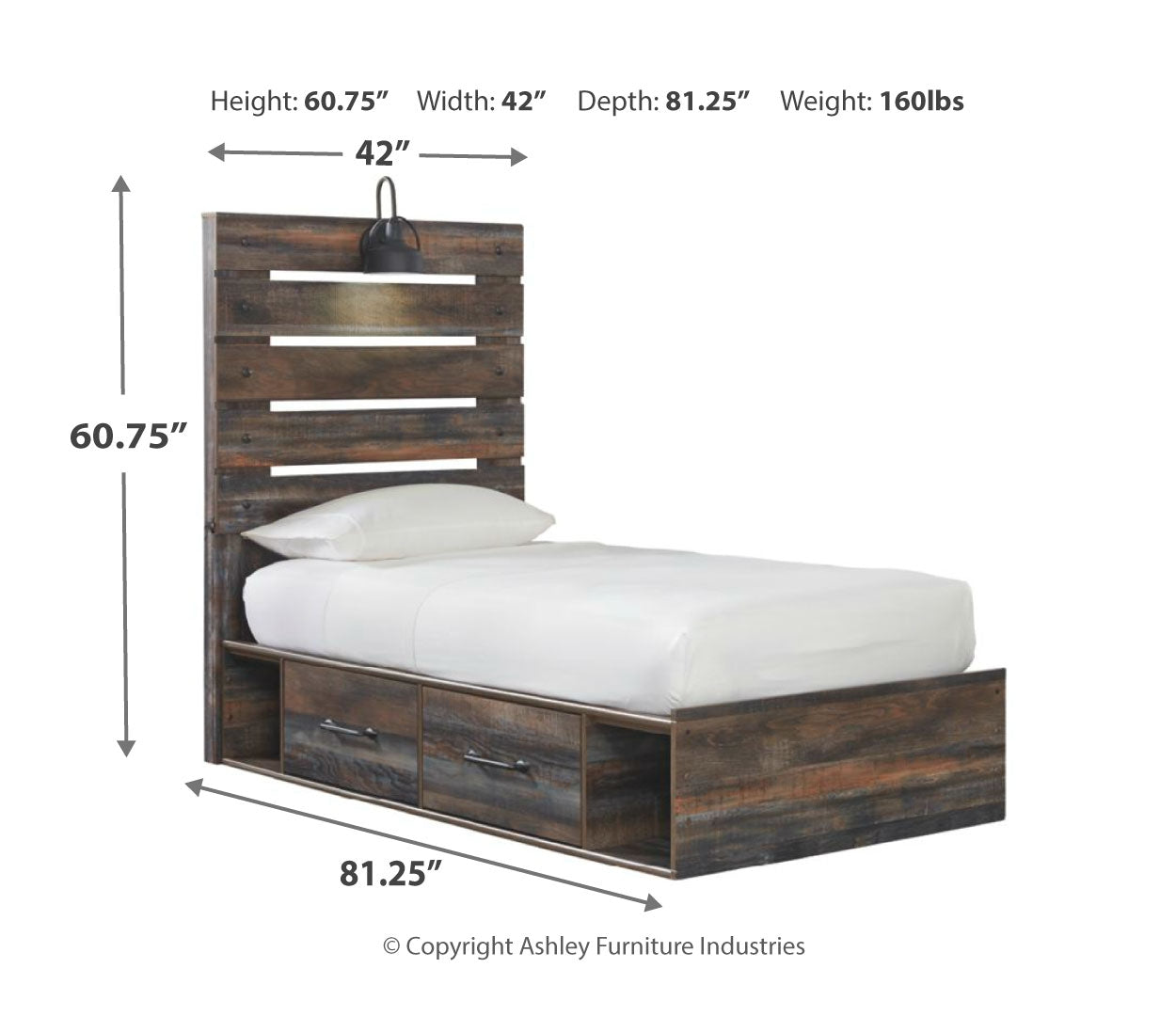 Drystan Rustic & Industrial Styles Panel Bed